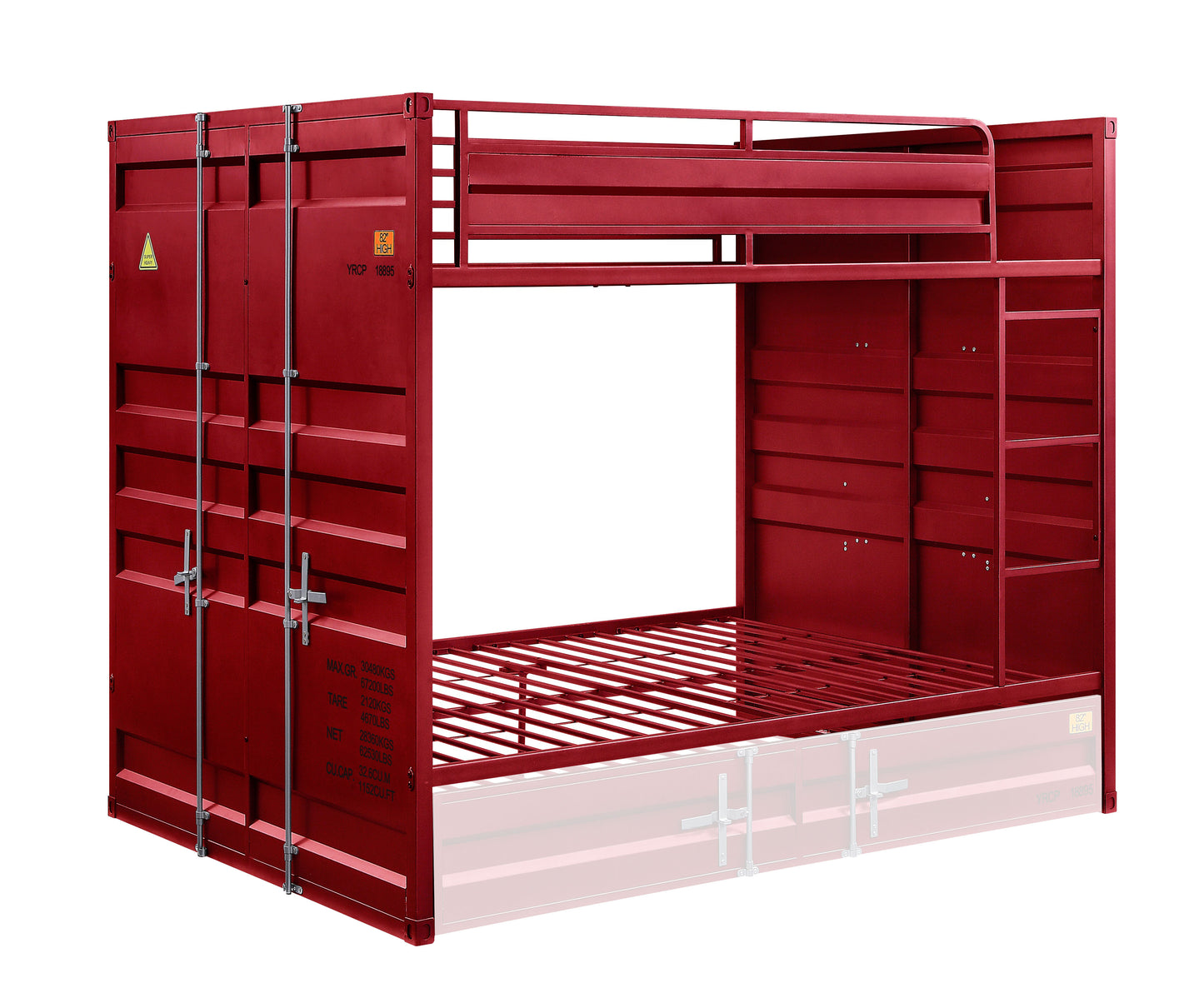 Cargo Red Finish Full/Full Bunk Bed