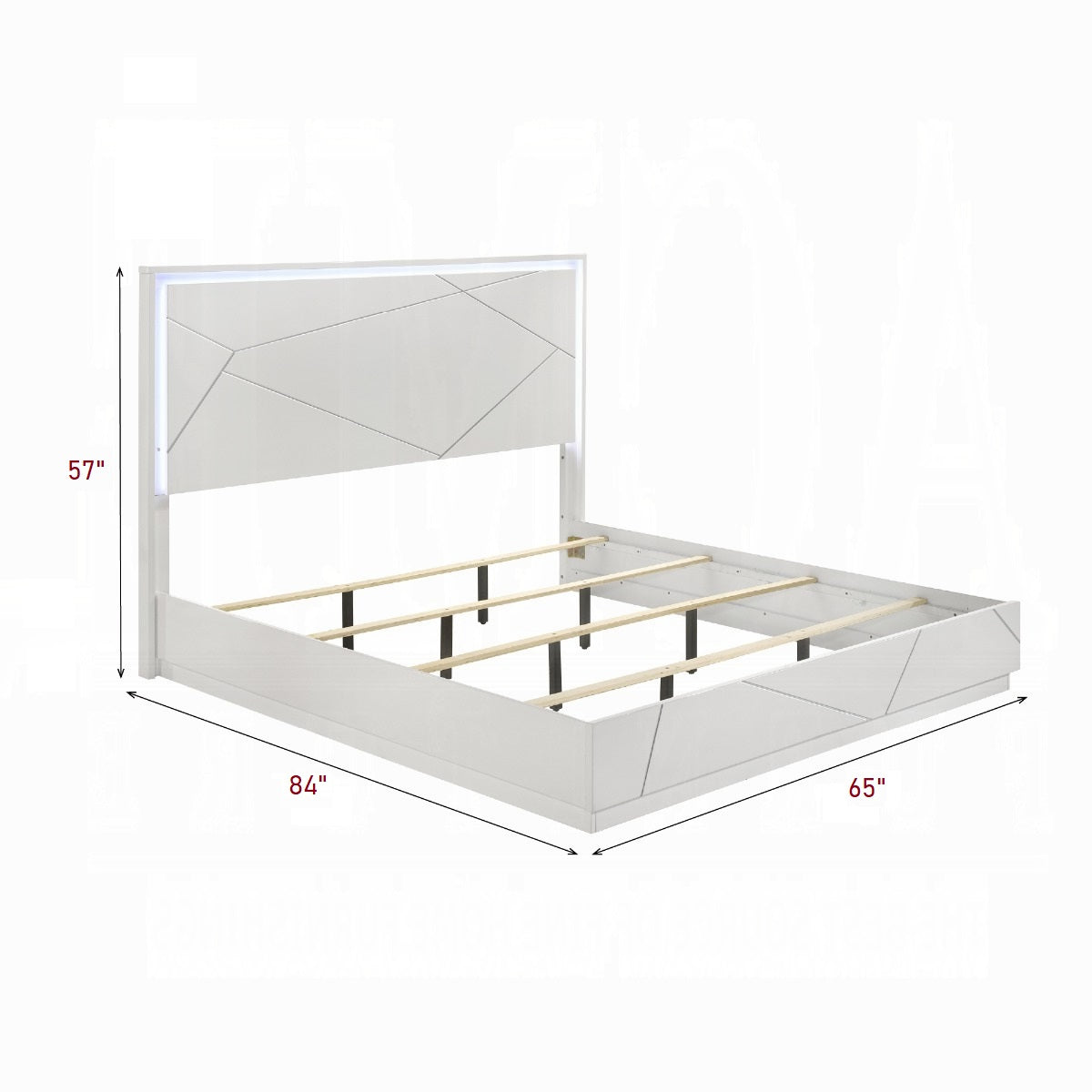 Modern Wood Queen Bed Frame with LED Headboard for Master Bedroom