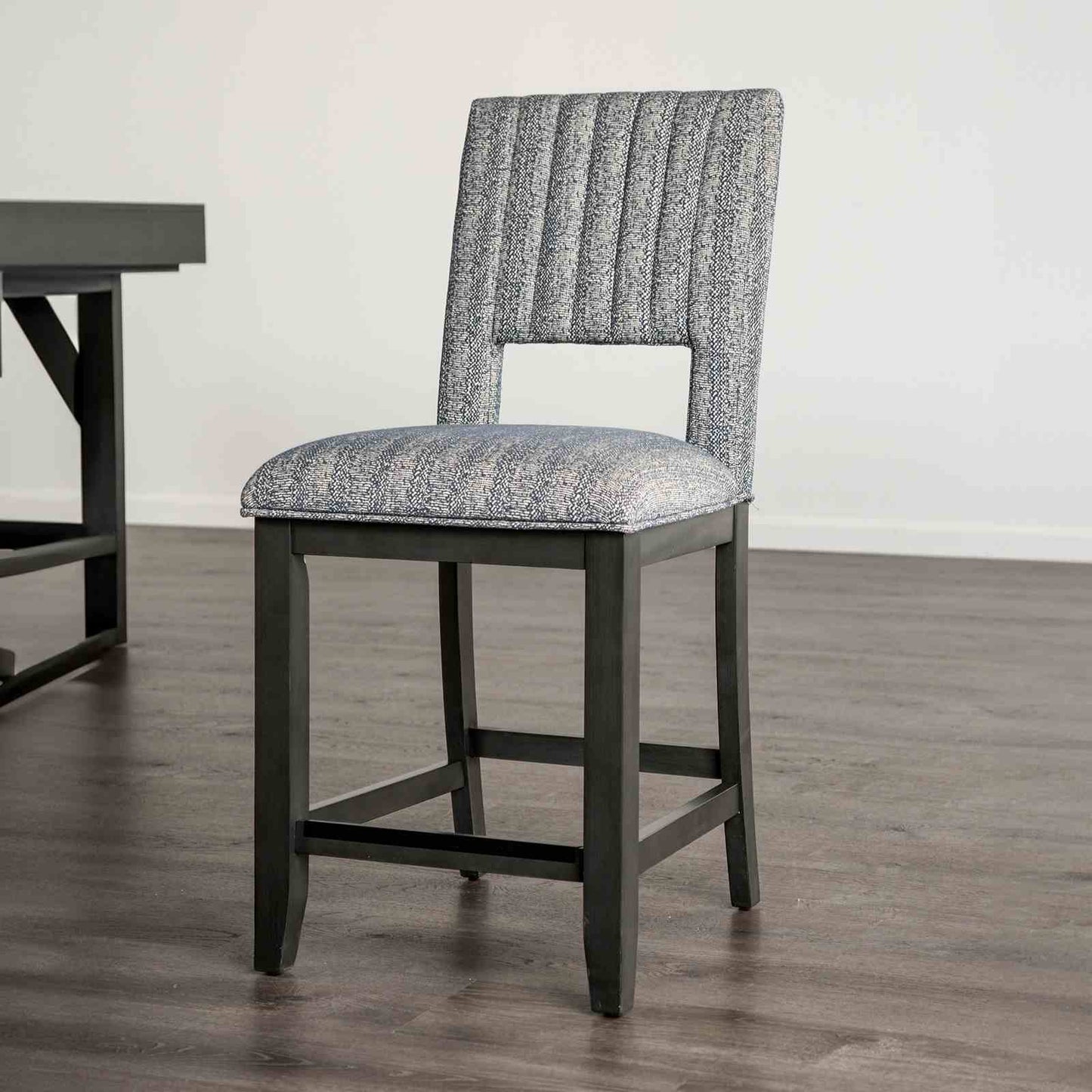 Transitional Style 2pc Counter Height Chair Padded Seat And Back Blue Gray Finish Dining Room