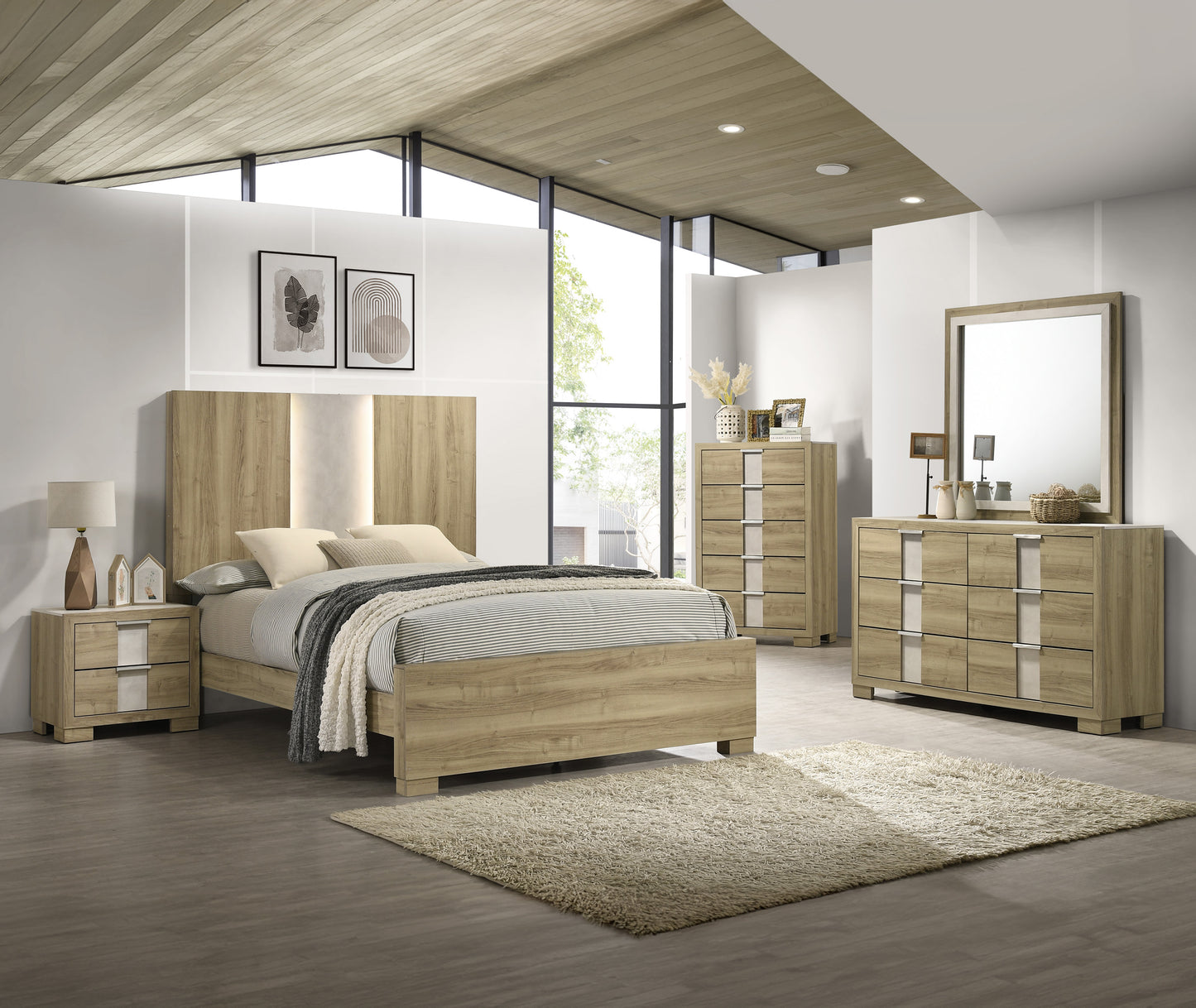 Driftwood Wood Queen Bed Frame - Contemporary Bedroom