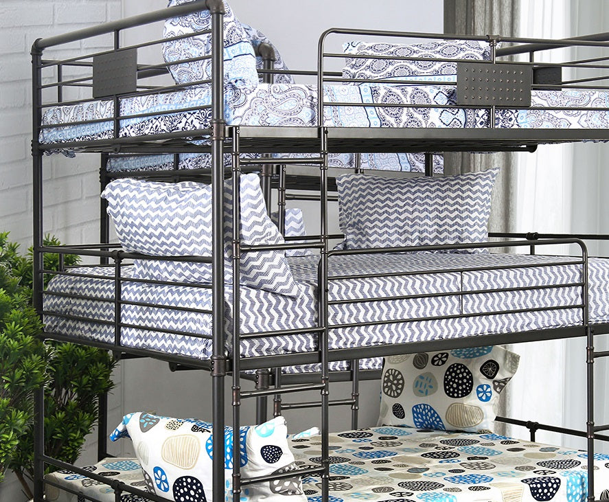Full Metal Bunk Bed Frame Antique Black Industrial Bedroom