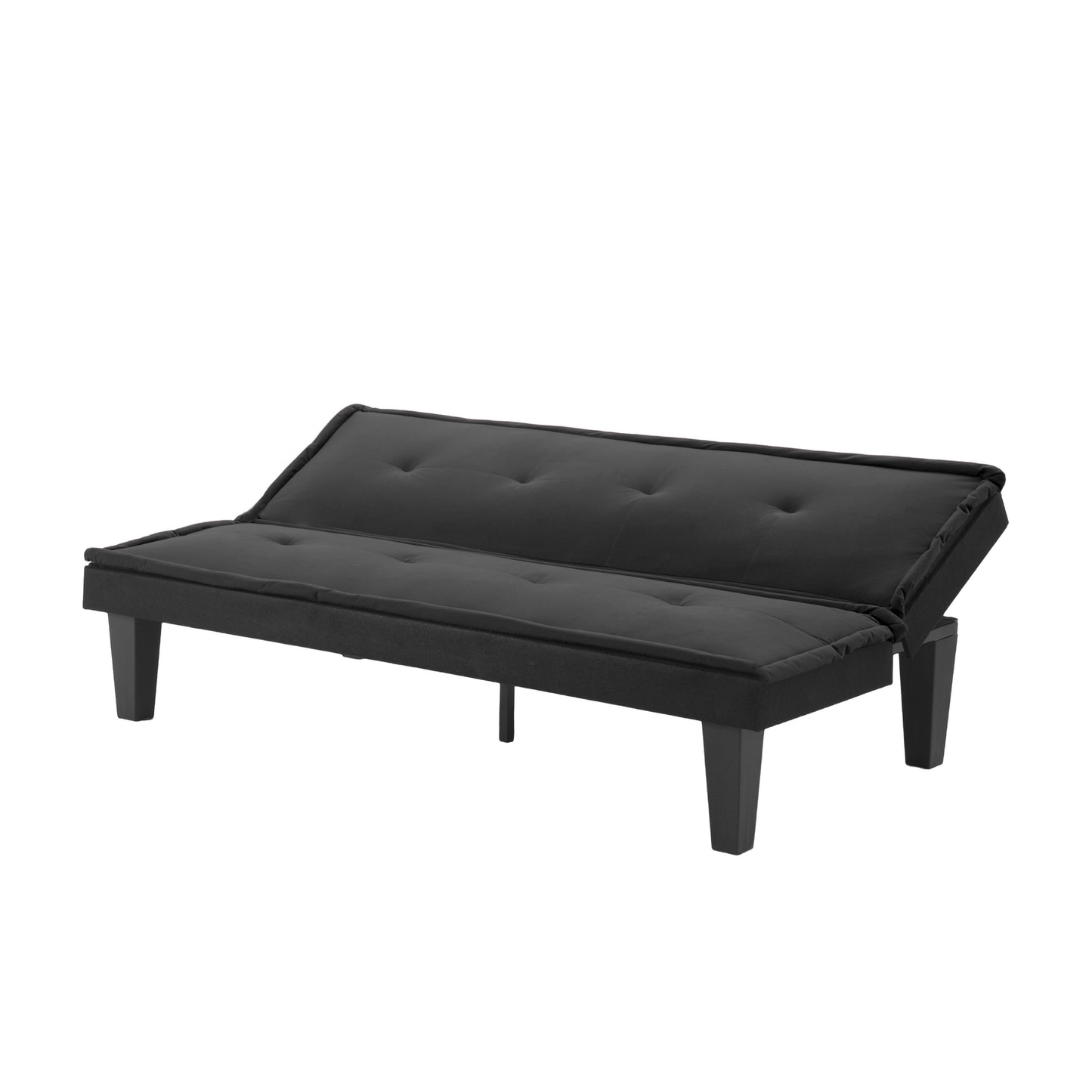Living Room Black Convertible Sofa Bed - Twin Size, Microsuede Futon for Small Spaces