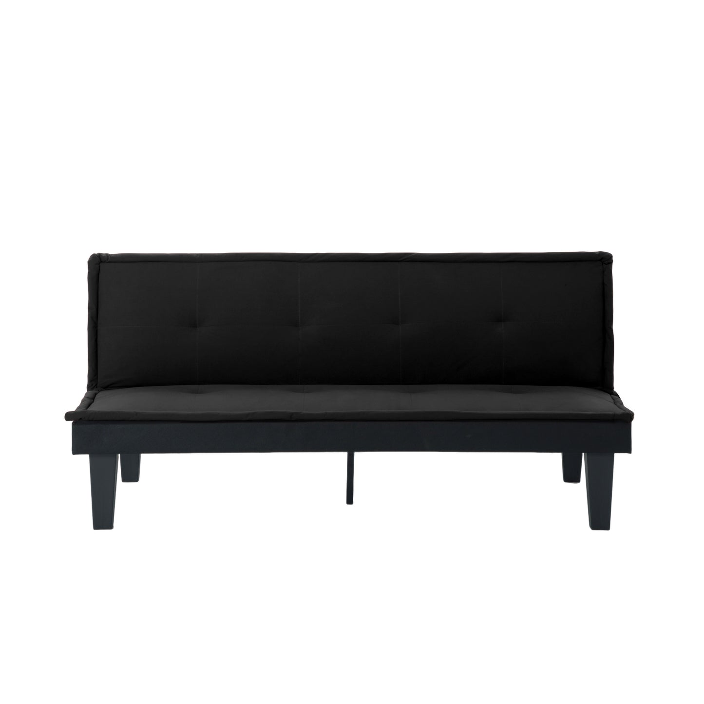 Convertible Futon Sofa Bed, 5 Adjustable Position Faux Suede 2 in 1 Foldable Couch for Small Space Living Room Bedroom (Black)