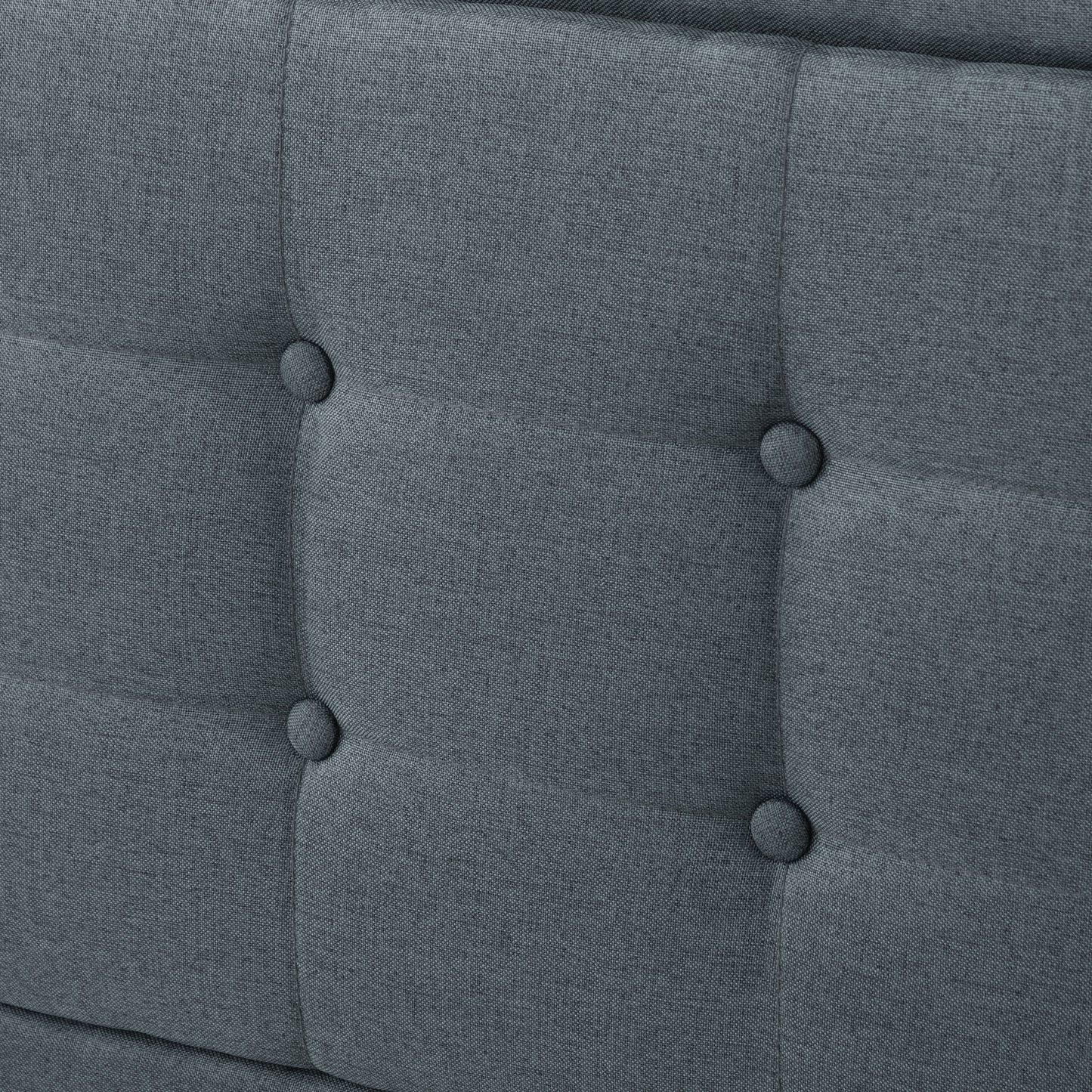 King Size Linen Upholstered Bed Frame Dark Gray for Bedroom