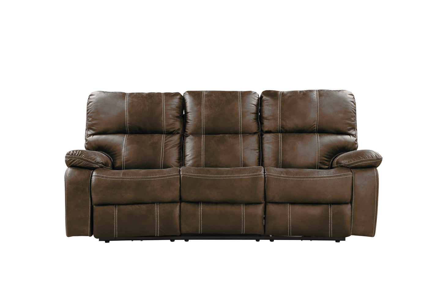 86" Brown Fabric Reclining Sofa with USB Charging