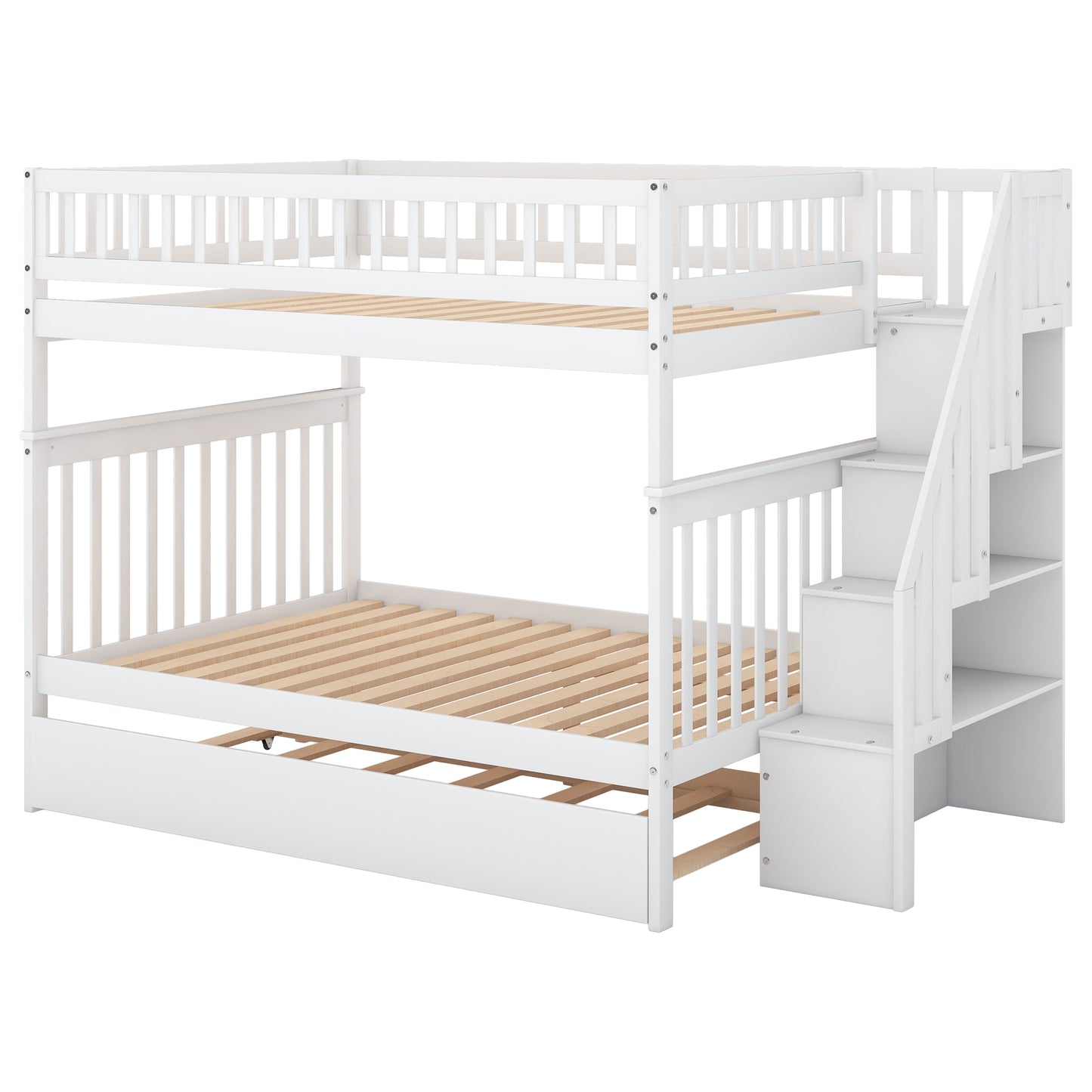 Full Over Full Bunk Bed - White Pine Frame for Bedroom