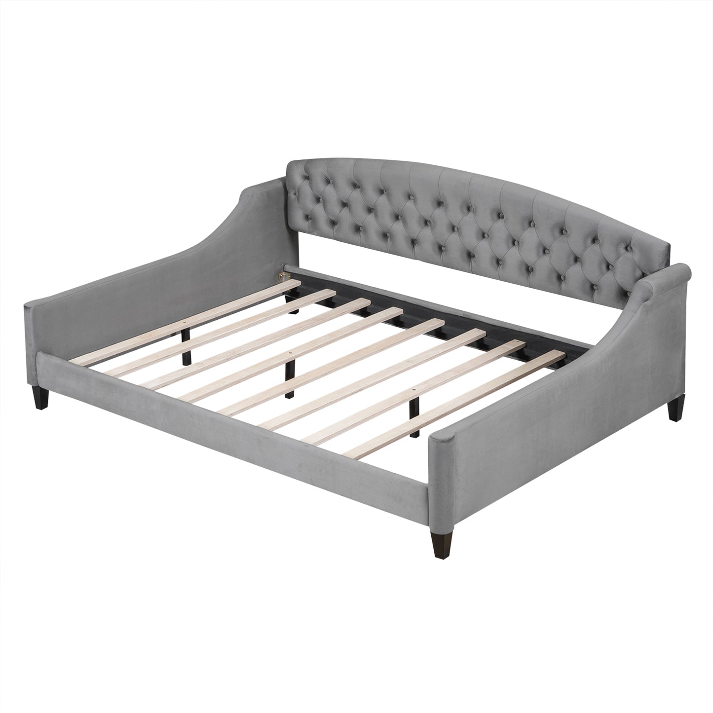 Full Gray Upholstered Daybed - Wood Frame