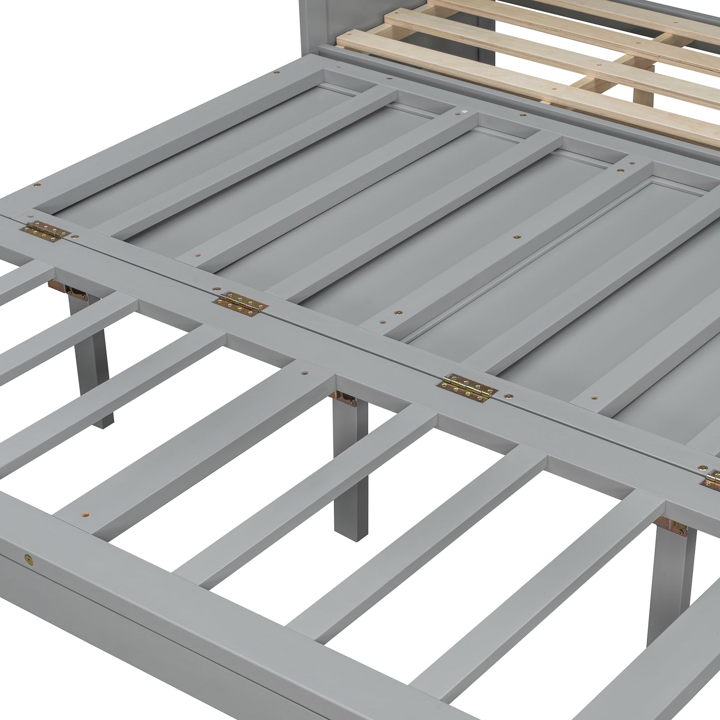 Queen Gray Murphy Bed with Storage Drawer for Bedroom