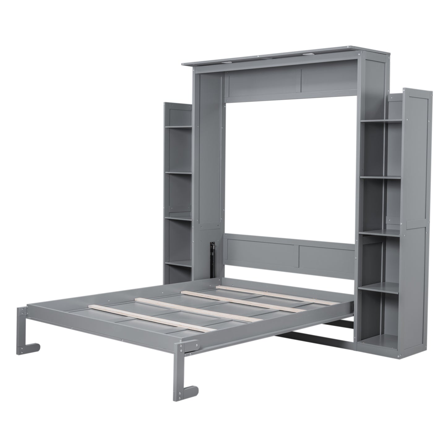 Queen Size Gray Murphy Bed Wall Bed with Storage for Bedroom