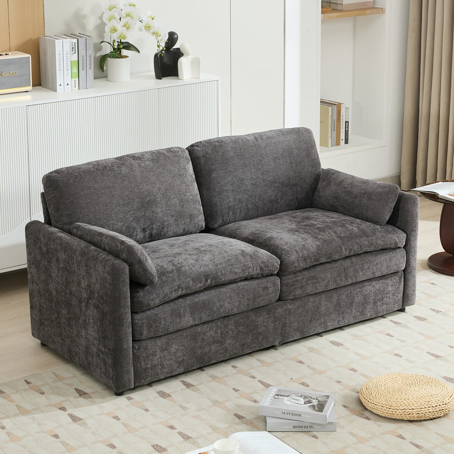 68.1" Cozy Upholstered Loveseat Sofa Oversized Comfy Comfy Cloud Sofa Double Cushion Loveseat Sofa Plush Cushion Sofa Couch for Living Room, Grey