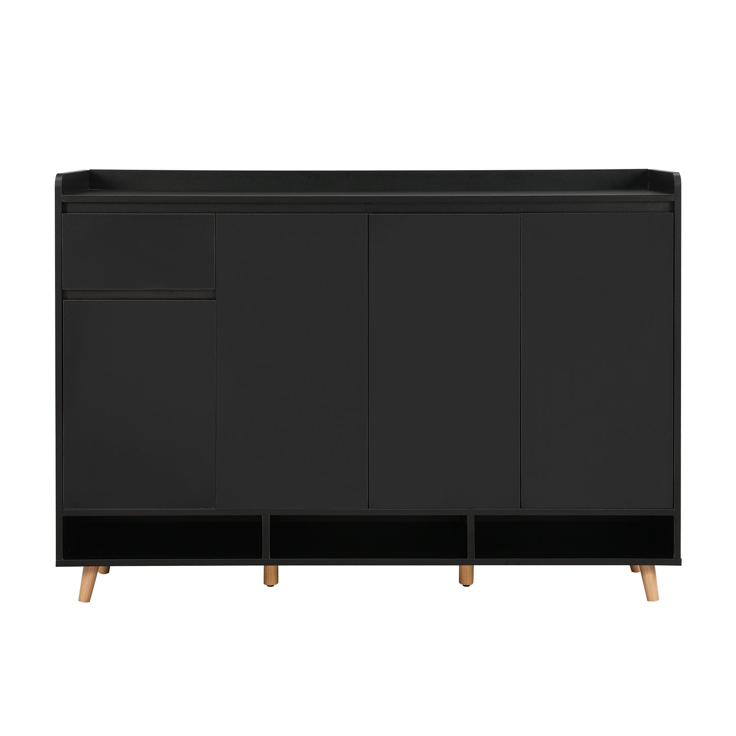 Black Shoe Cabinet with Adjustable Shelves - Storage Sideboard for Living Room