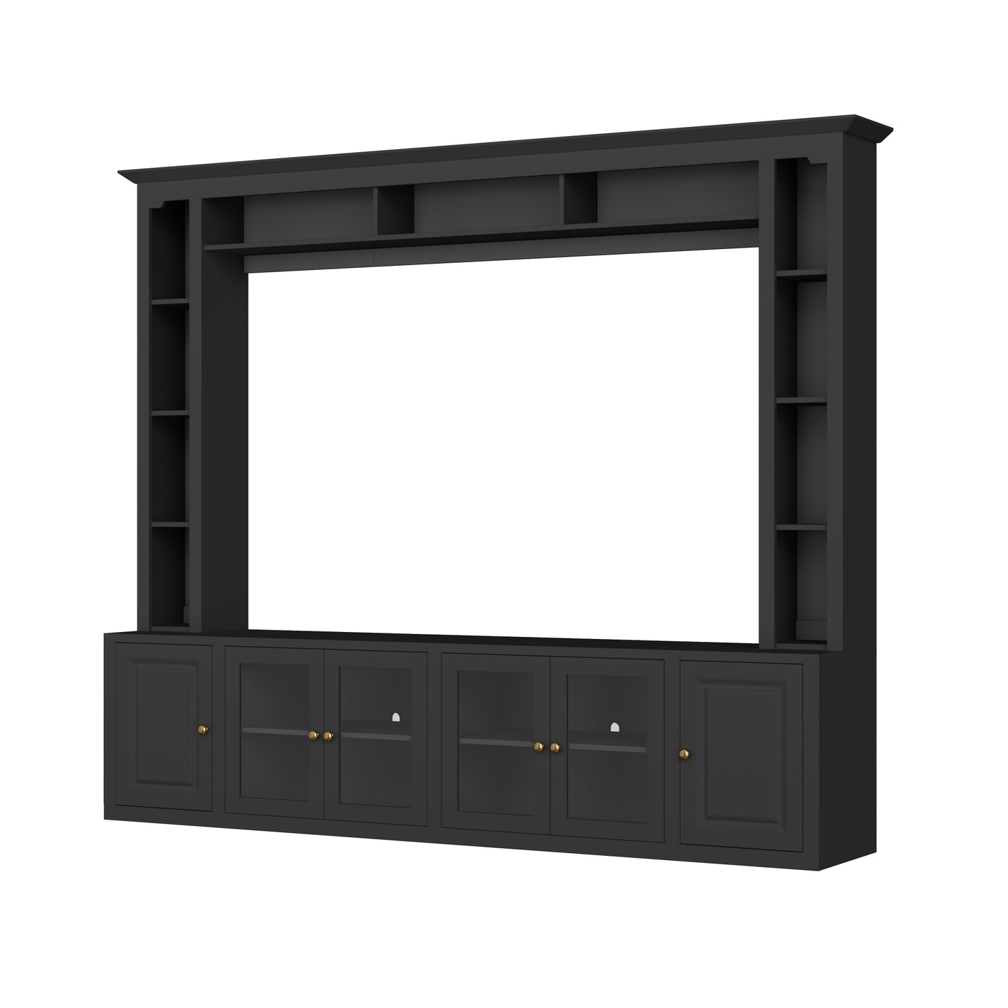 4-Piece Modern TV Wall Unit - Black Storage & Display