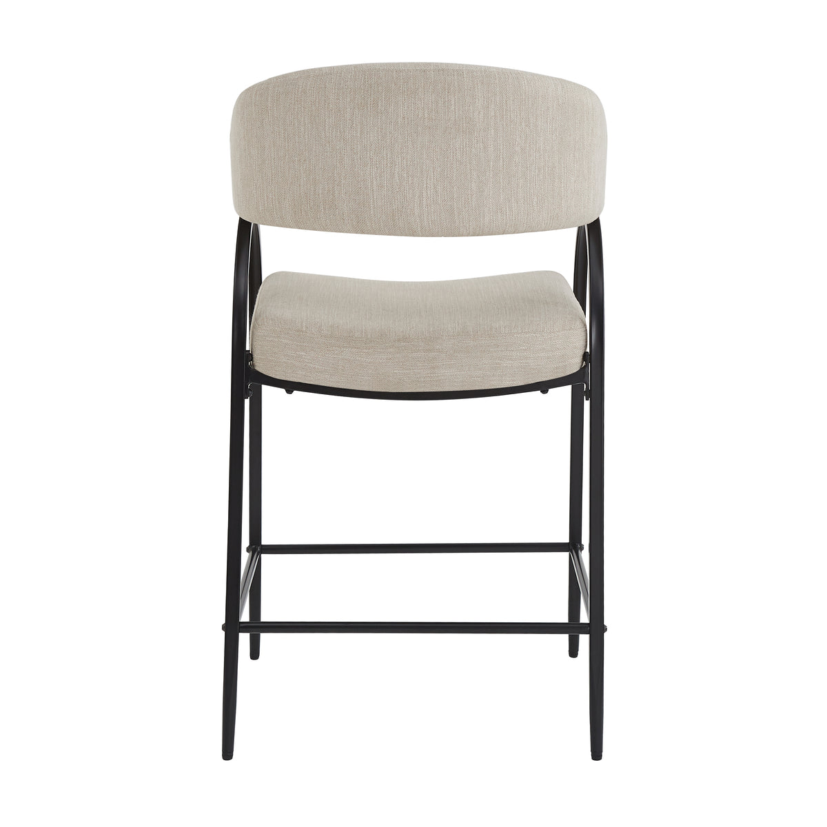 Modern Fabric Bar Stools Set of 2 with Black Metal Frame for Kitchen Dining