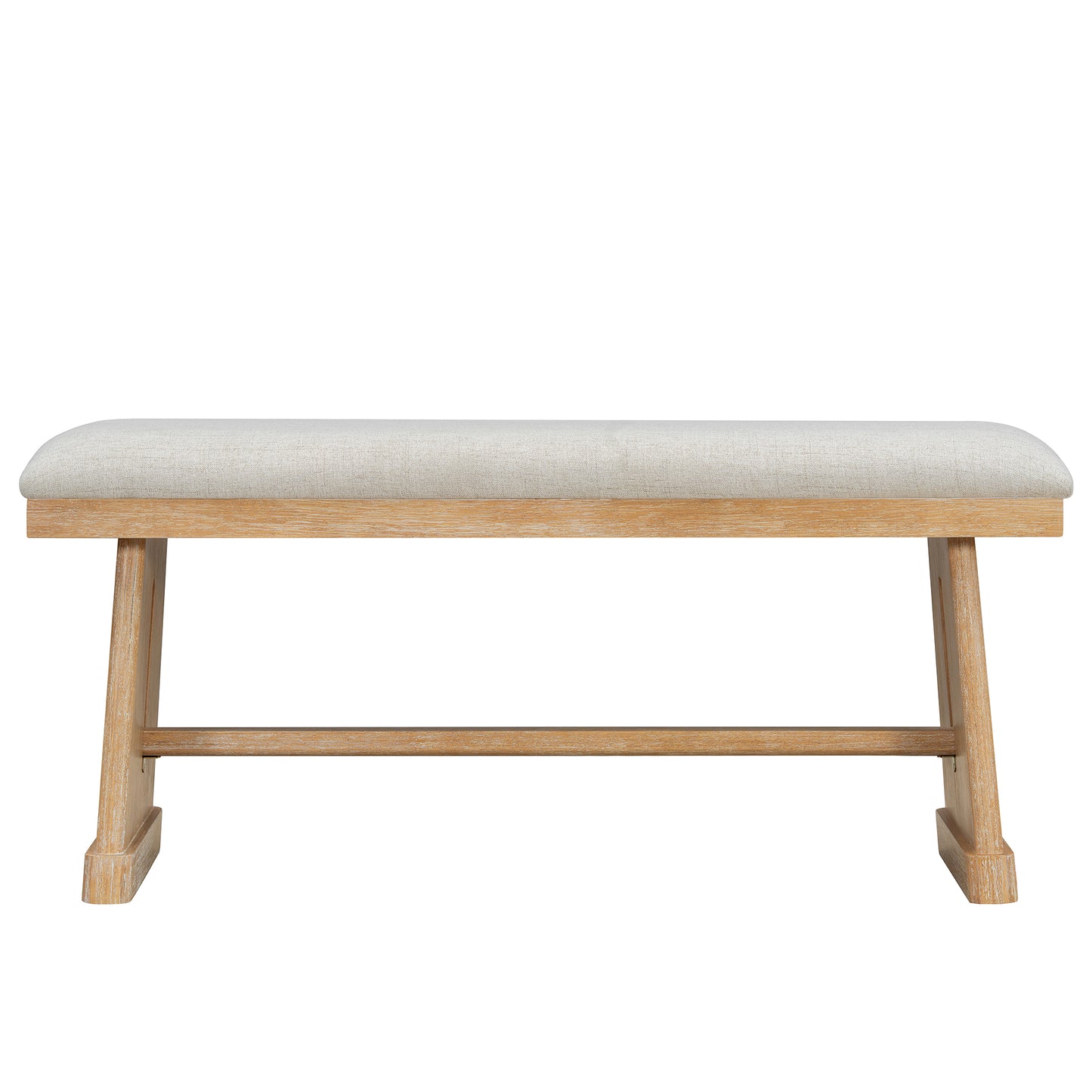 Rustic Farmhouse Dining Table Set with Natural Wood and Linen Chairs