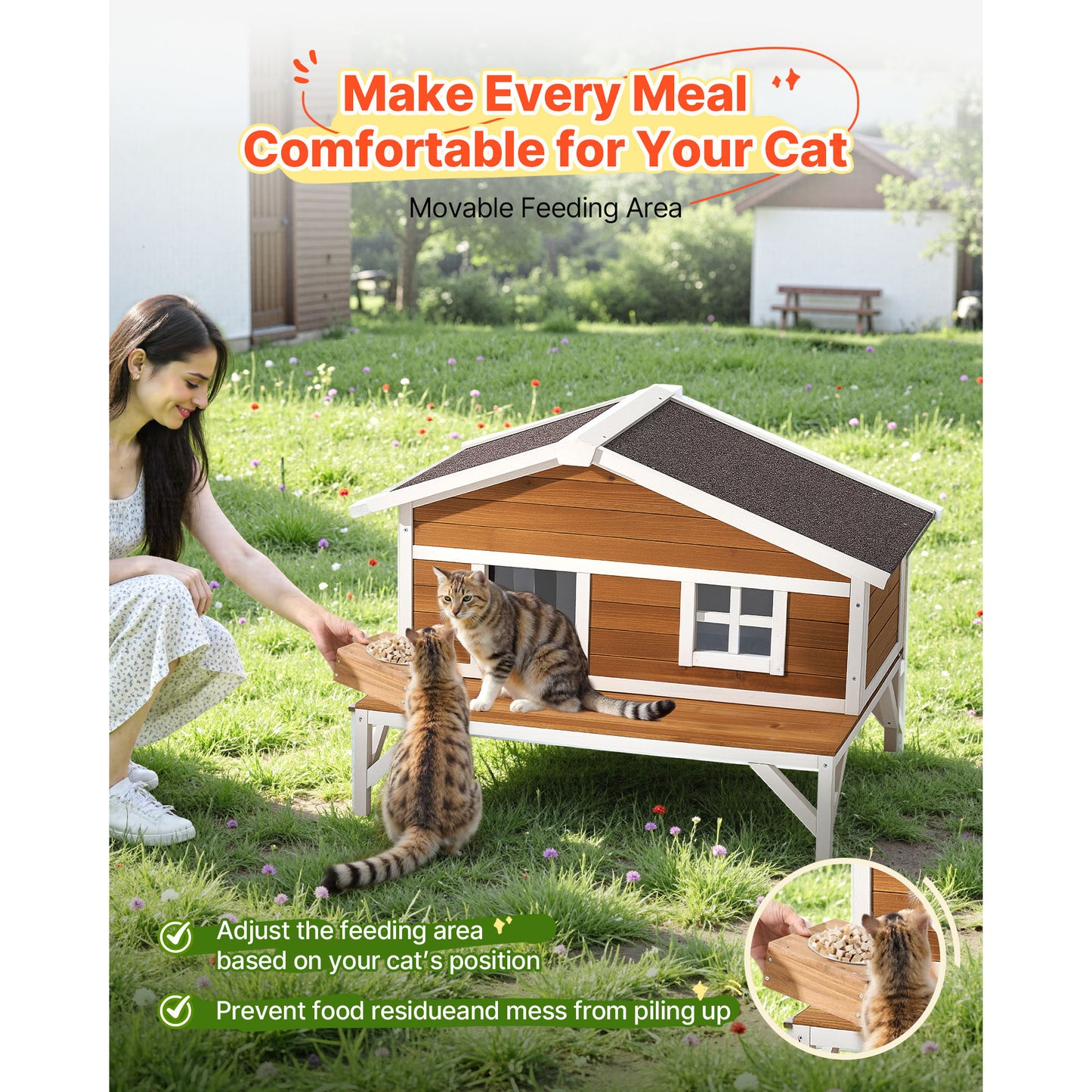 Outdoor Wooden Cat House - Insulated Winter Shelter