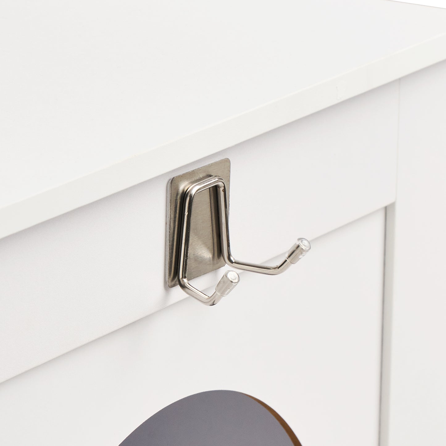 White Aluminum Alloy Cat Litter Box Furniture - Hidden Storage Enclosure
