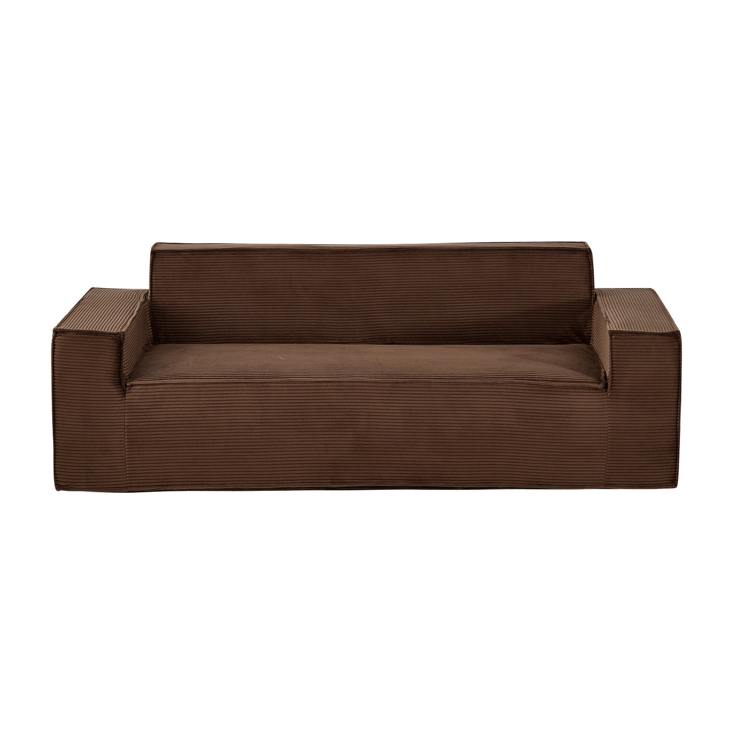 3-Seater Sofa in a Box, 83-Inch No Assembly Corduroy Couch with Memory Foam, Deep Seats for Living Room, Apartment, or Office, Brown
