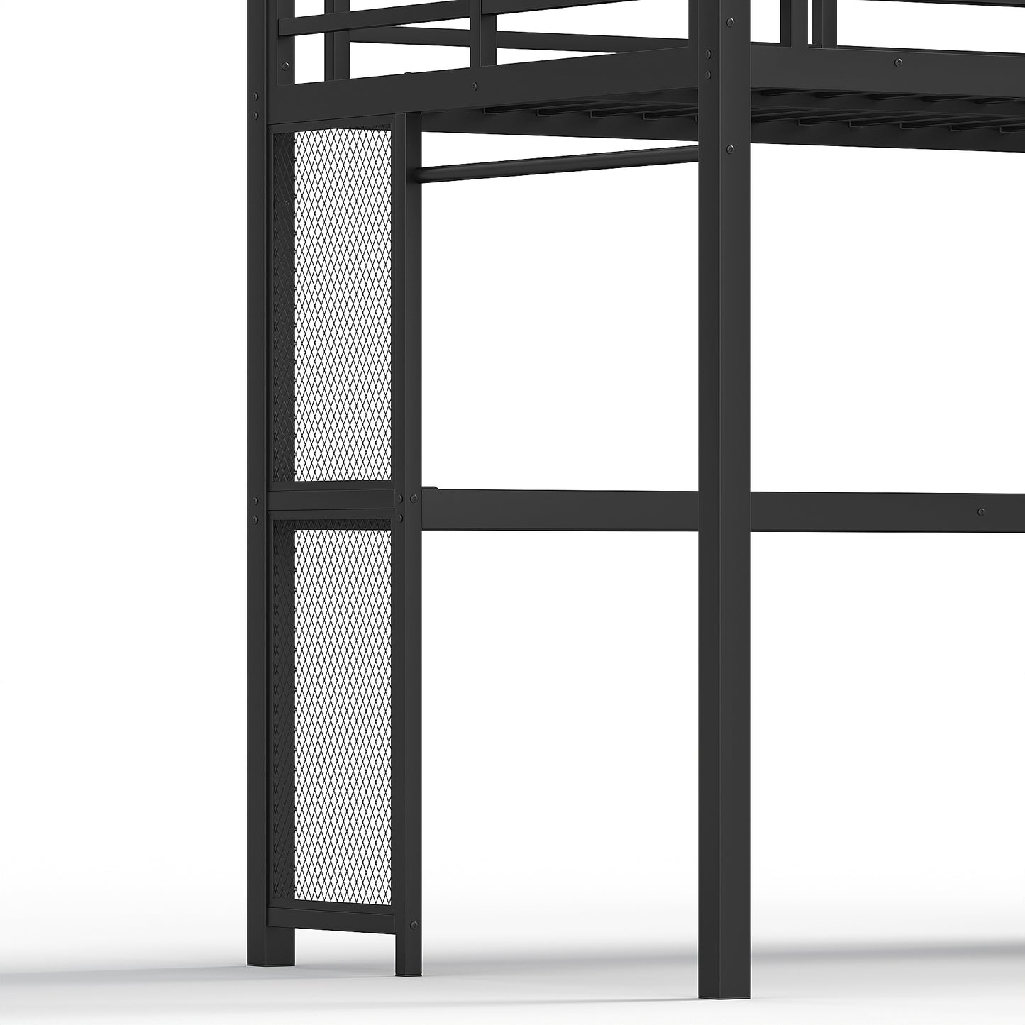 Twin XL Loft Bed with Desk - Black MDF Metal Frame