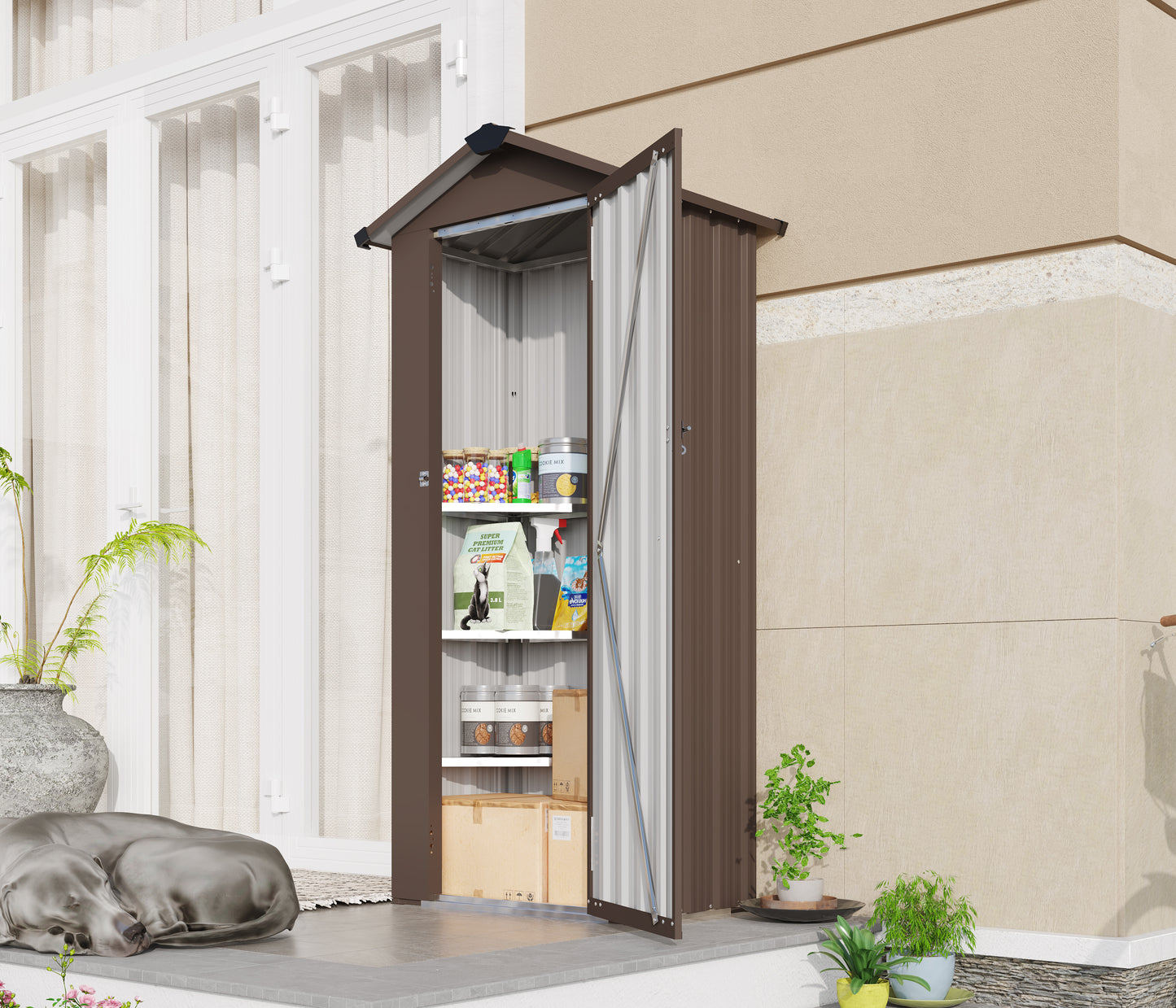 Brown Metal Deck Box - Outdoor Storage Container