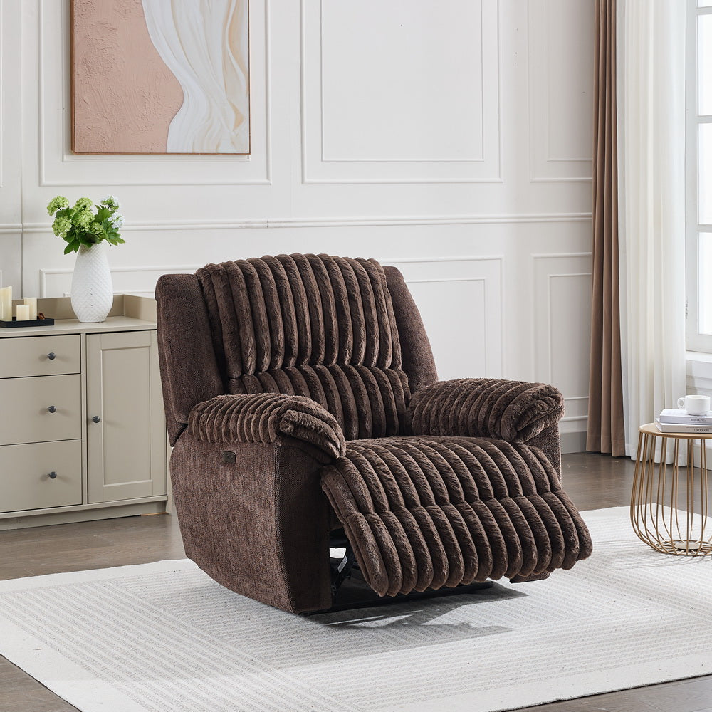 MS P28 Power reclining chair Fabric two tones brown 2ctns