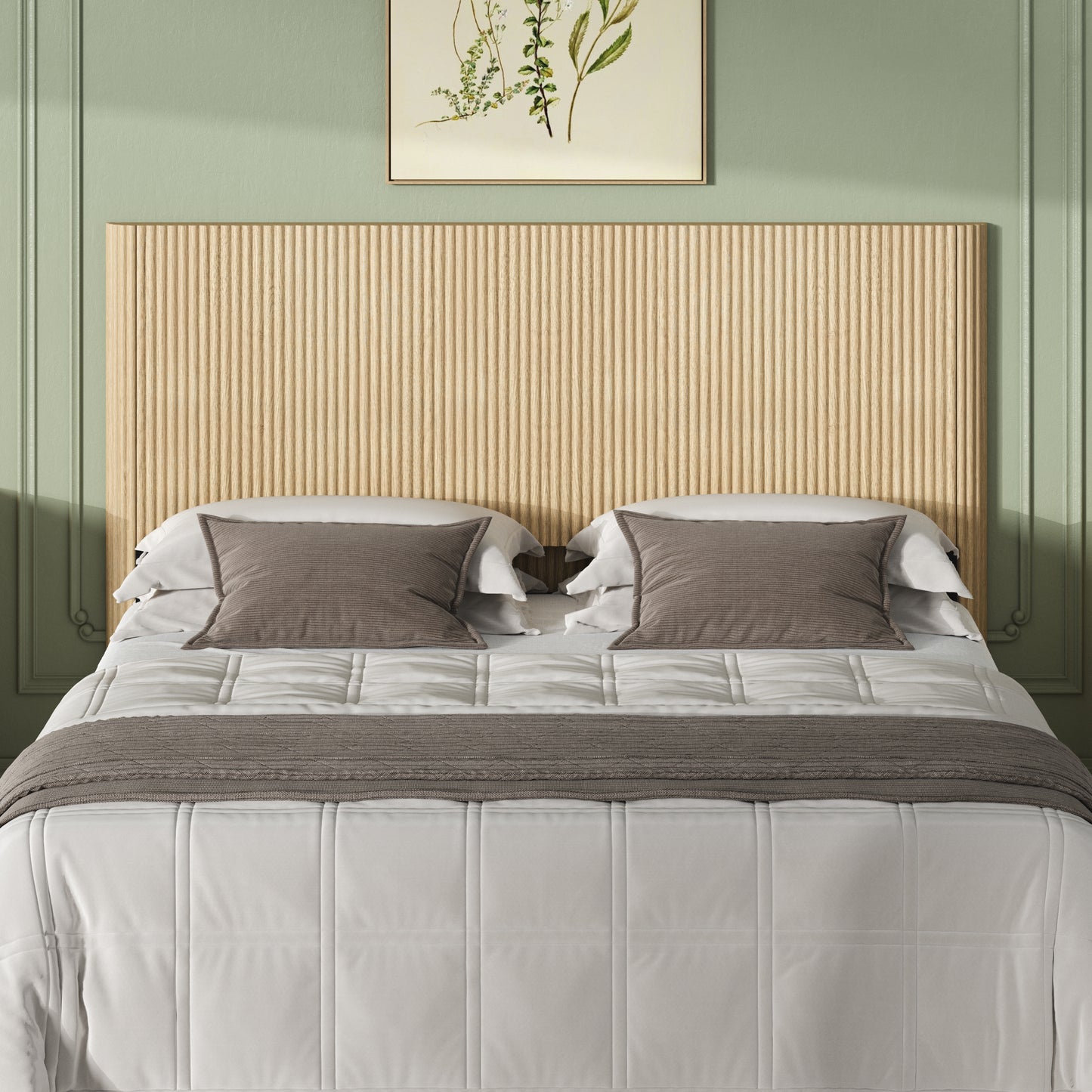 Modern Wooden Headboard with Arched Corrugated,Fits Queen Size Beds, Vertical Grain Design, Farmhouse & Vintage Style, Easy Assembly, Oak.