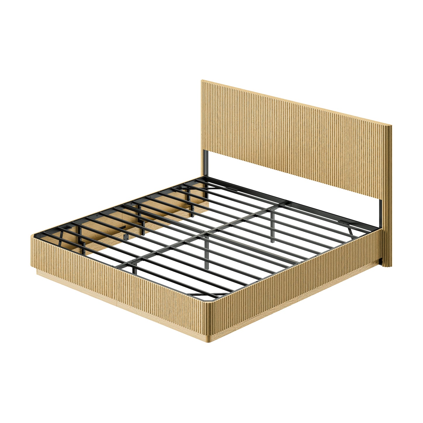 King Size Oak Bed Frame with Smart LED Lighting