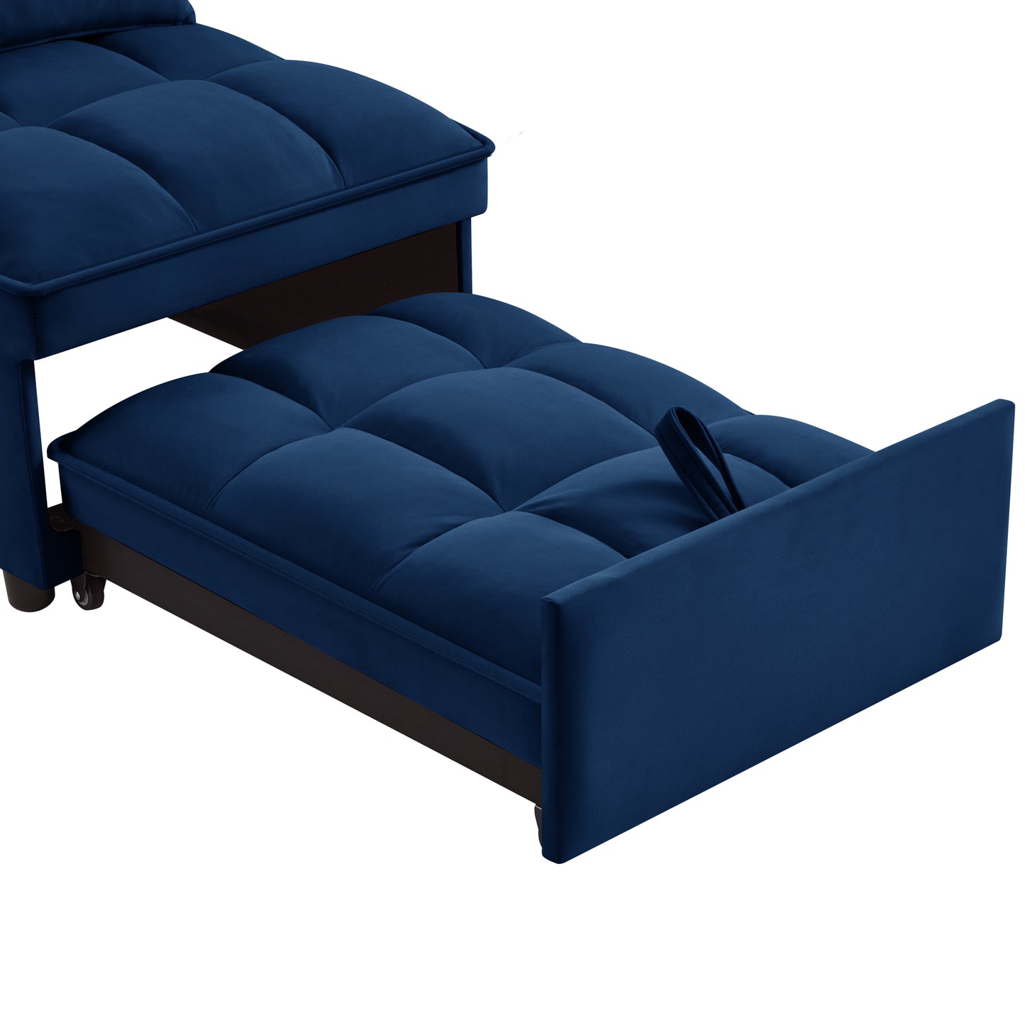 Navy Velvet Sofa Bed - 68.5" Single Pull Out for Living Room