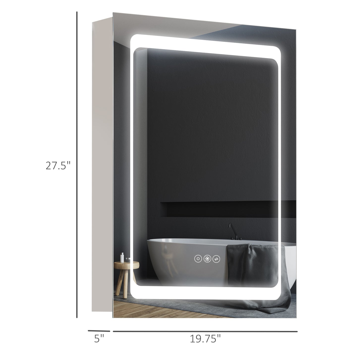 Living Room Stainless Steel Wall Mounted Bathroom Organizer with Mirror and LED