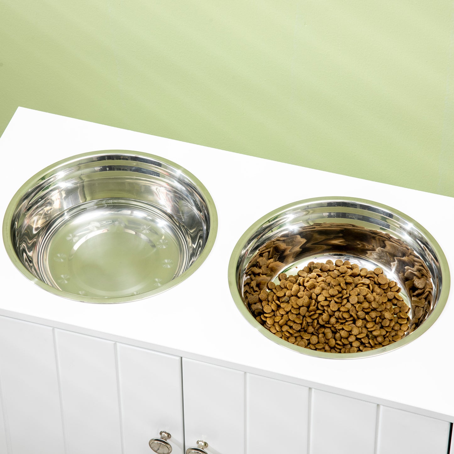 Large White Steel Dog Bed with Storage Cabinet