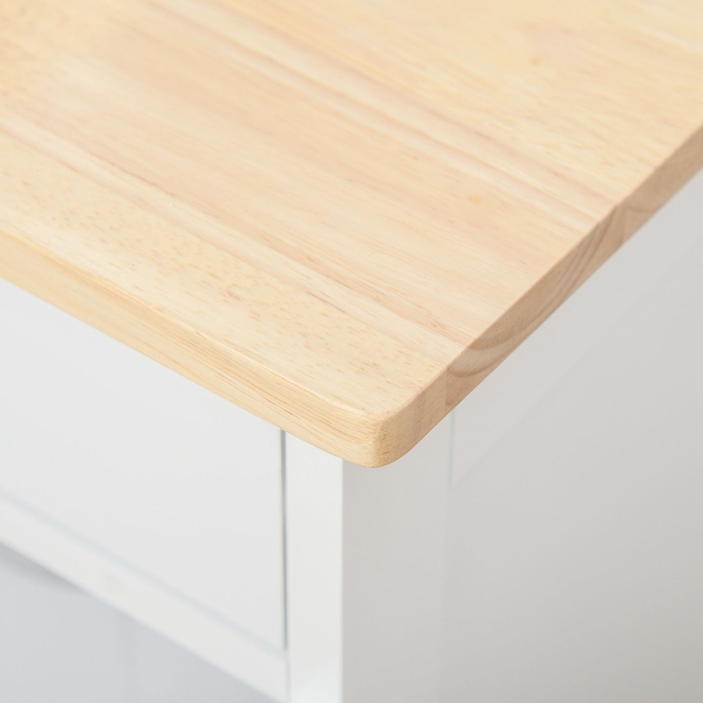 White Rubber Wood Kitchen Island Cart with Wine Racks