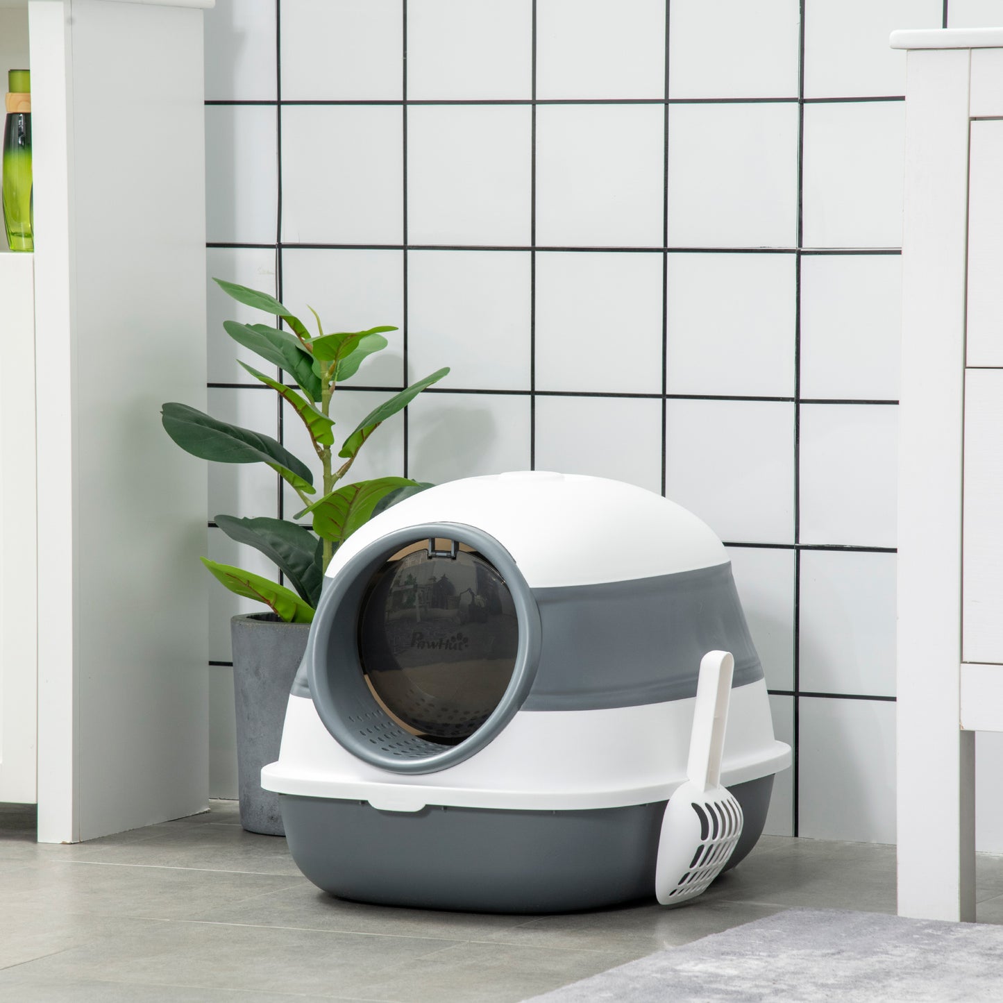 Foldable Cat Litter Box - White ABS Pet Bed