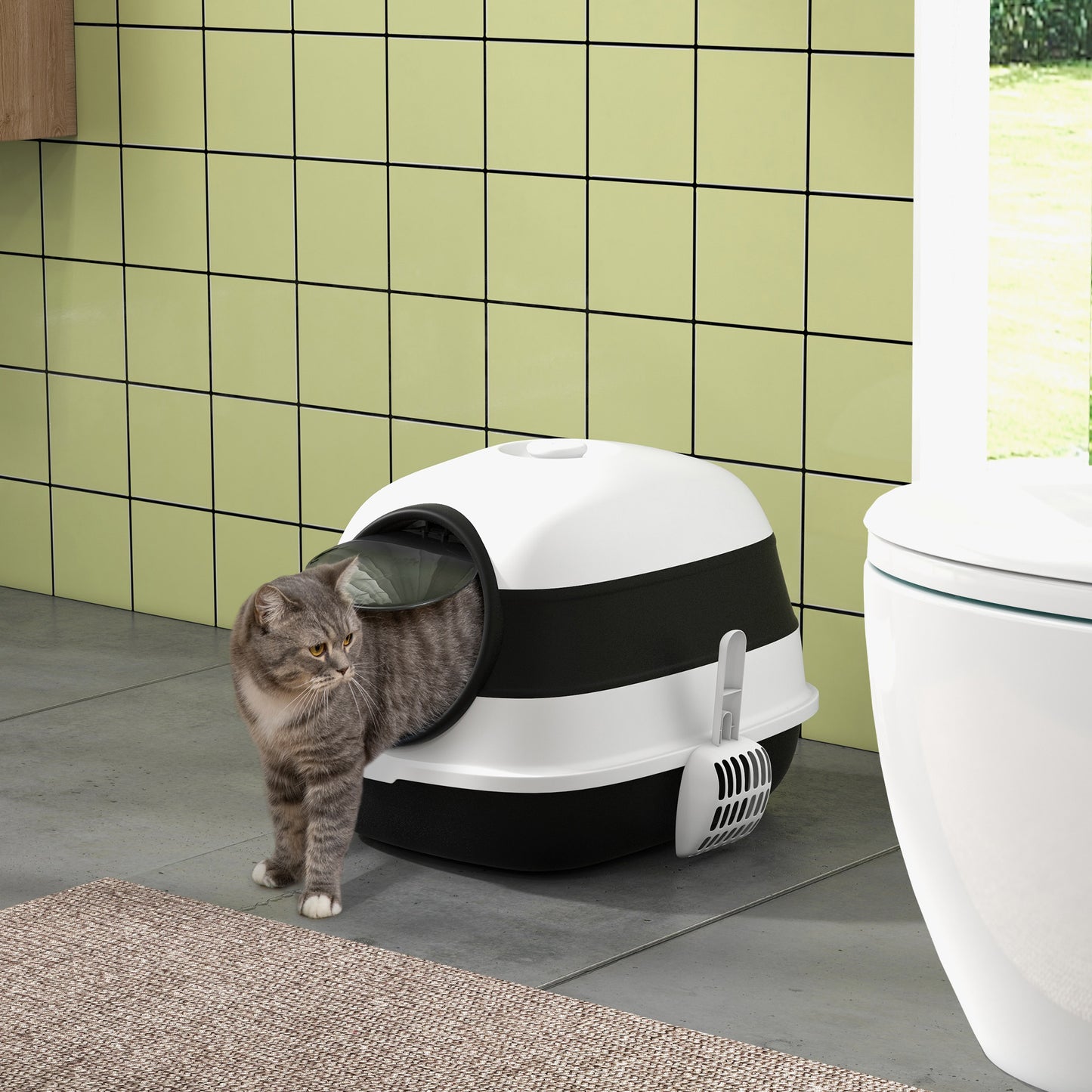 Foldable Cat Litter Box - Black ABS, 20.5" L