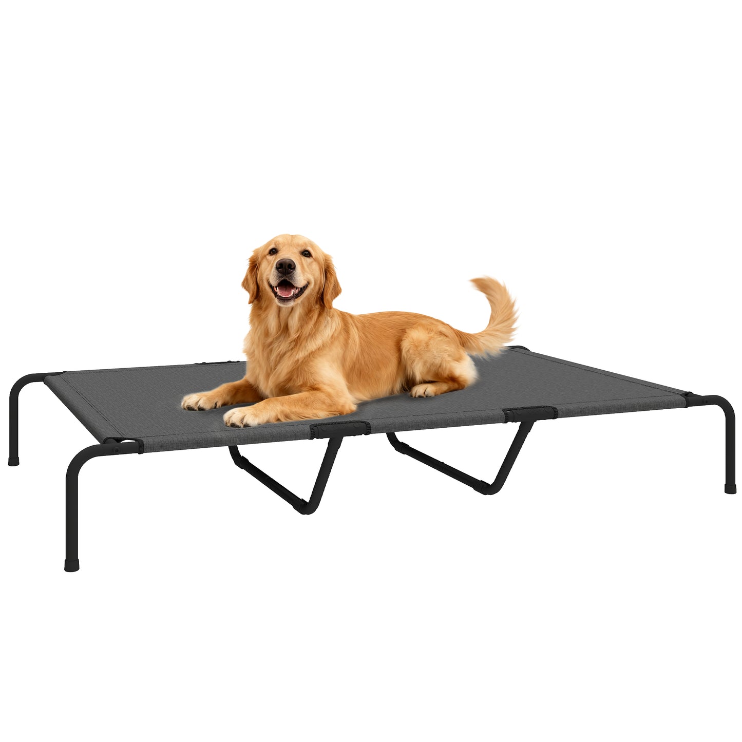 PawHut Elevated Dog Bed Large Breeds Outdoor Dog Bed Breathable Mesh Steel Frame Gray 60"L