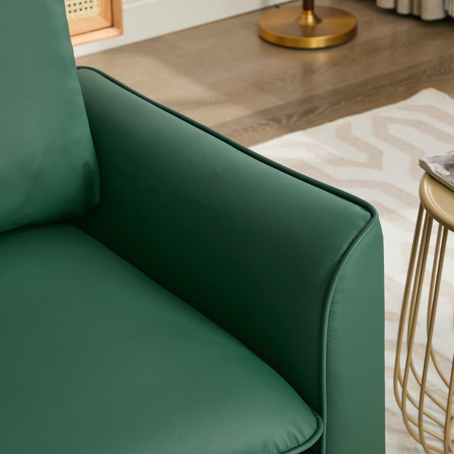 Green Leather 2 Seat Sofa Chair - Bedroom or Living Room