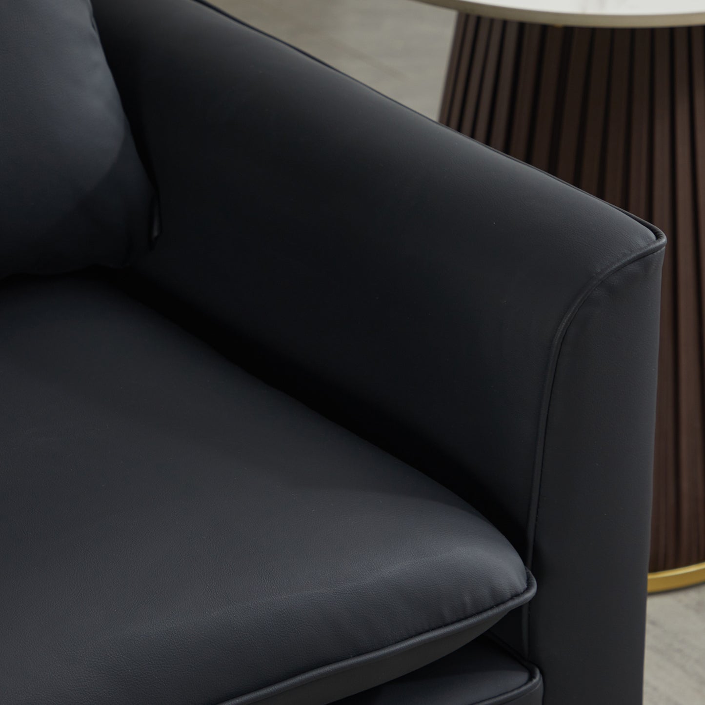 Black Leather Sofa Chair - Comfortable 2 Seat Accent