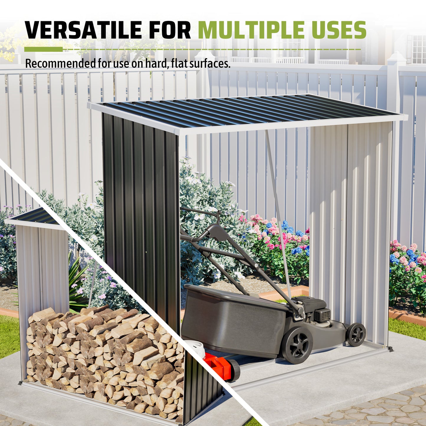 Large Black Metal Outdoor Shed - 62 Cu. Ft. Storage