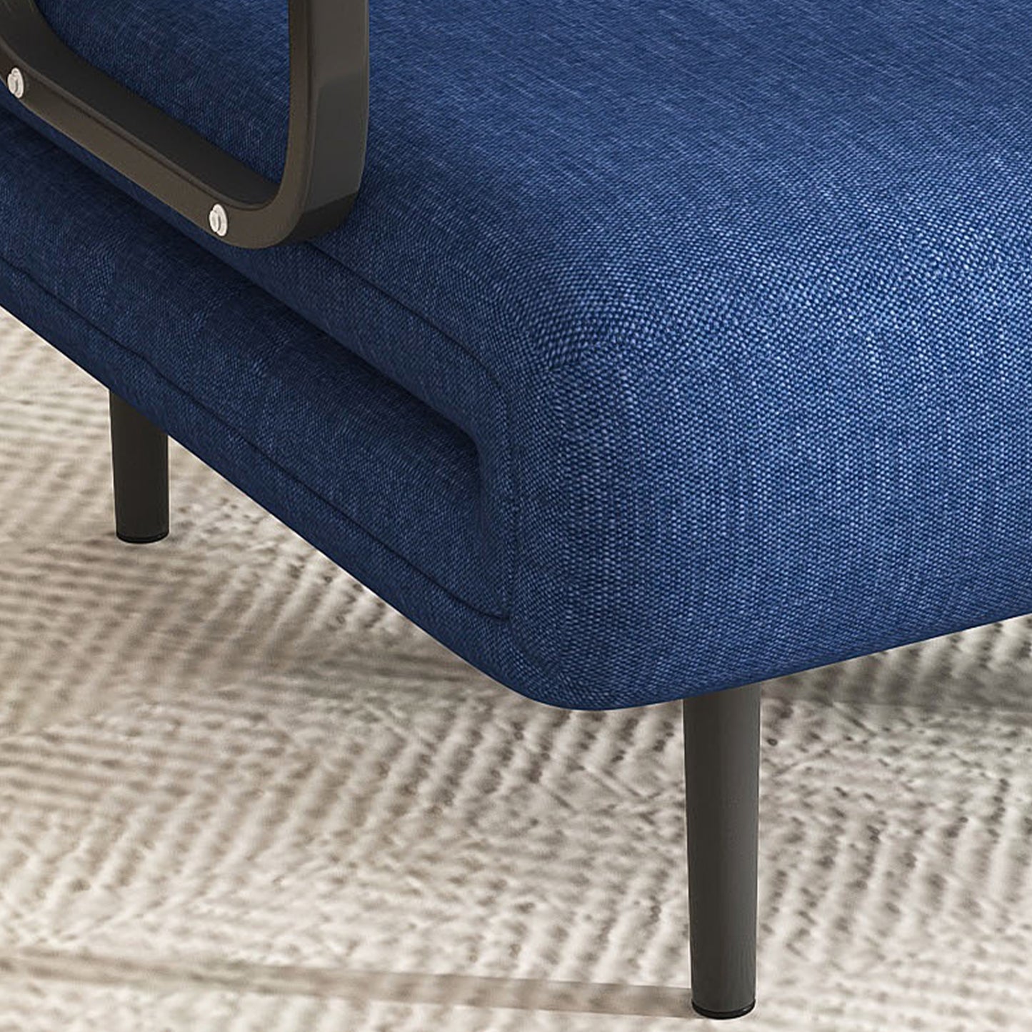 Blue Linen Sofa Bed - 3-in-1 Folding Sleeper with Split Back for Living Room