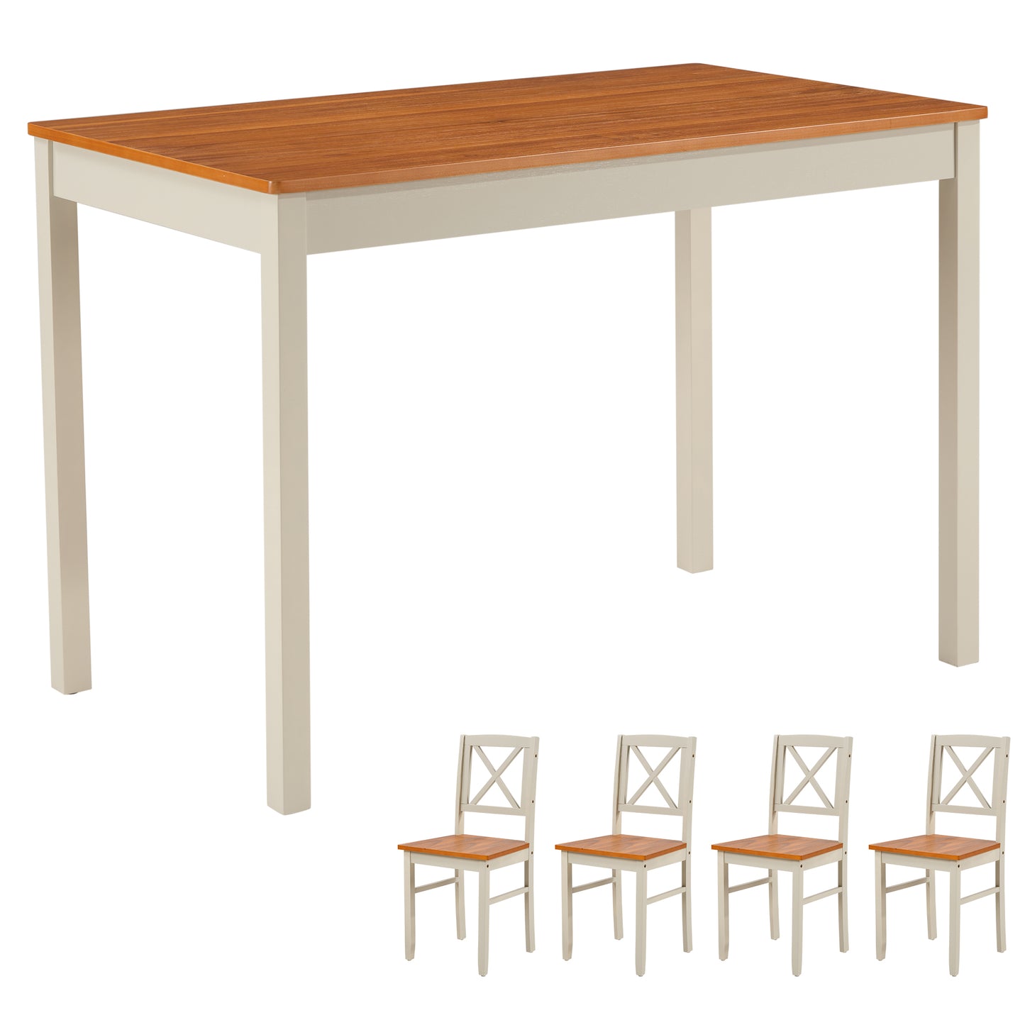 5-Piece Grey Brown Dining Table Set - Space Saving Kitchen Table for Dining Room