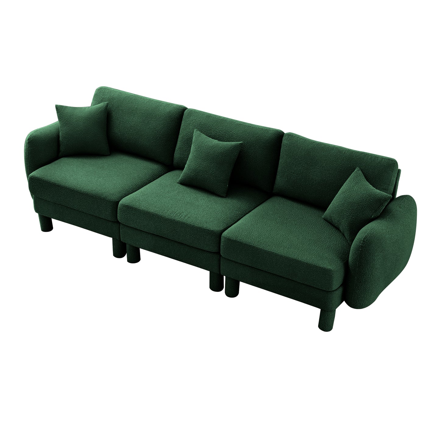 3 Seat Green Polyester Boucle Sofa Couch for Living Room
