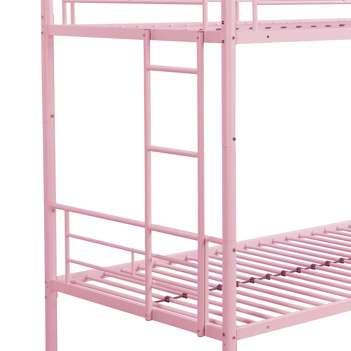Twin Over Twin Bunk Bed - Pink Metal Frame for Bedroom