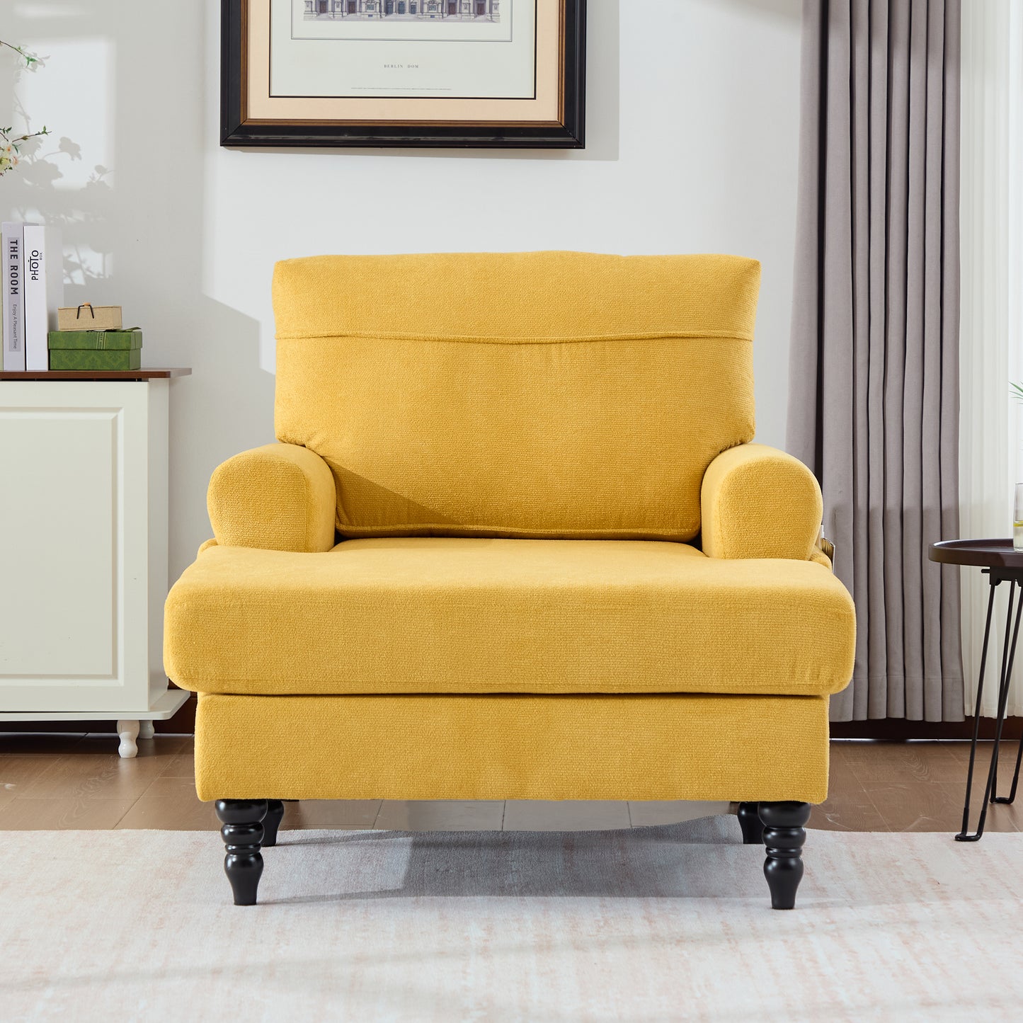 Mustard Yellow Chenille Recliner Sofa for Living Room Relaxation