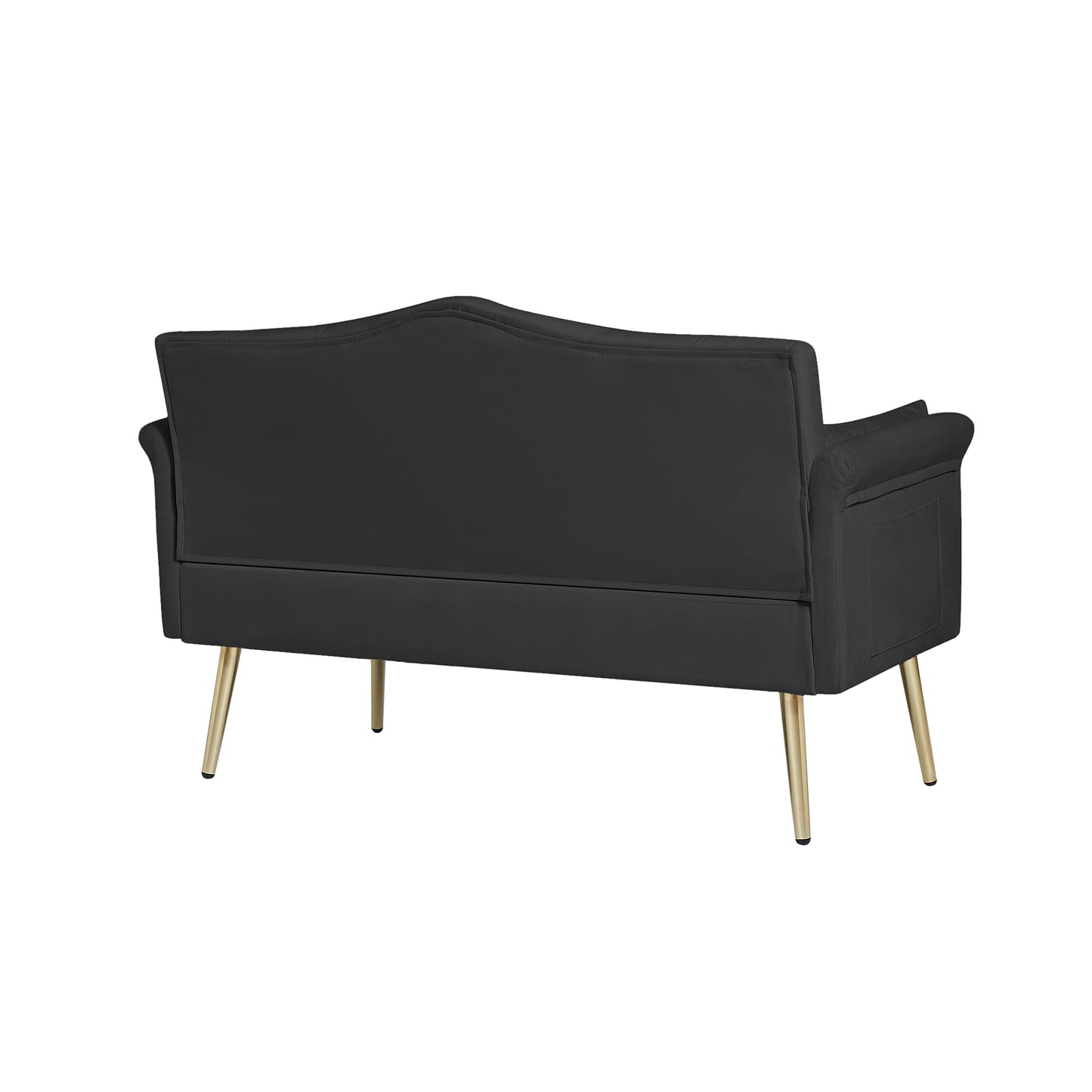 Black Velvet 2-Seat Sofa - Modern Bedroom Sofa for Living Room