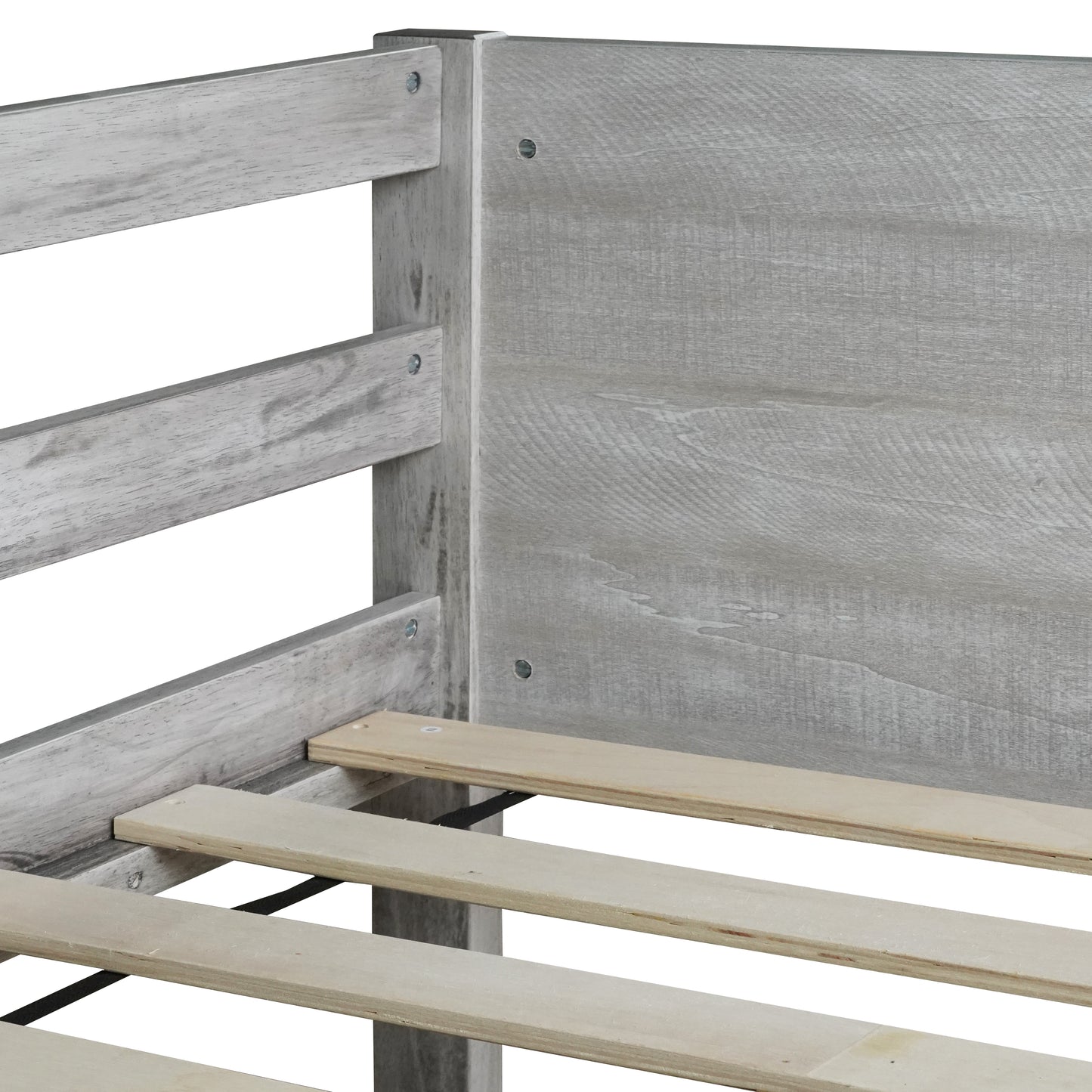 Twin Over Twin Bunk Bed - Antique White Rubber Wood for Bedroom