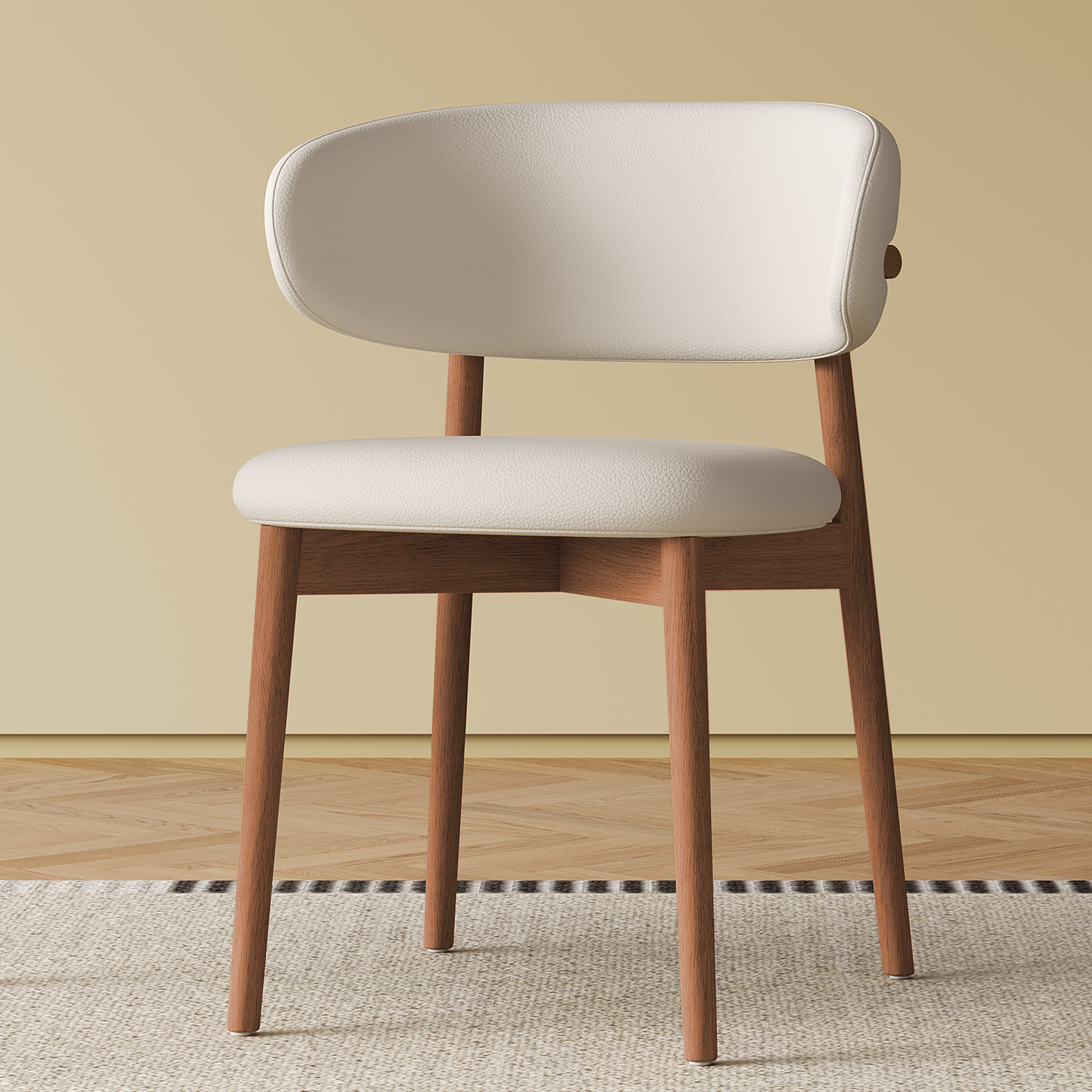Mid-Century Modern Dining Chairs - Set of 2 Walnut Wood Feet