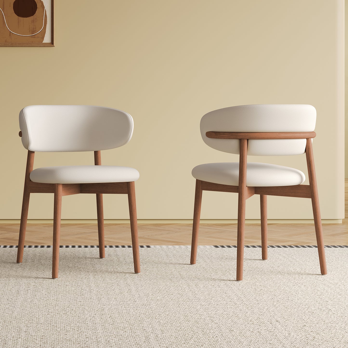Mid-Century Modern wood feet Dining Chair (Set of 2) – Stylish Wooden Chairs for Dining Room, Kitchen, or Living Room, Comfortable & Durable, Easy to Assemble (old sku W509P316122)