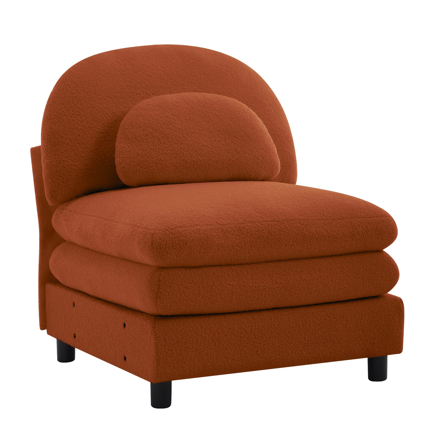 Vitoria Curved Armless Sofa Teddy Fabric W/Pillow -Orange