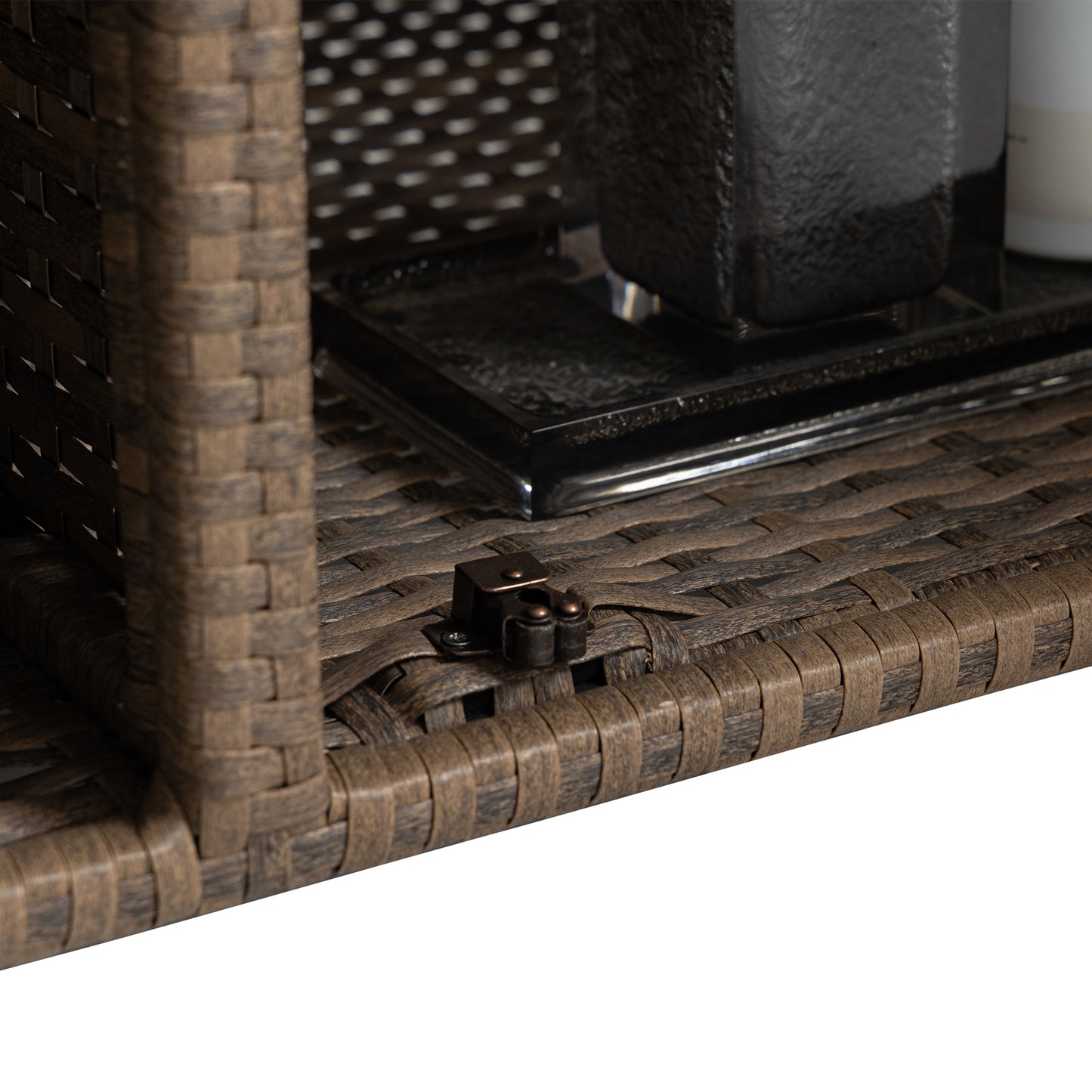Light Brown Outdoor Bar Cart - Patio Serving Trolley with Glass Top