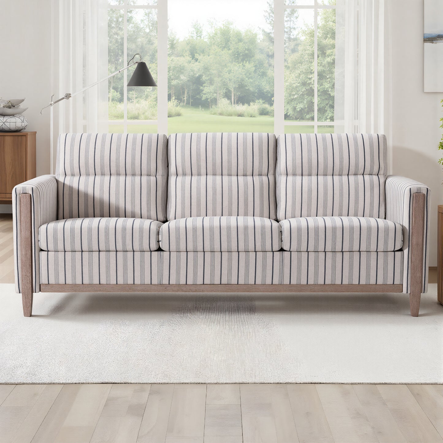 Comfortable Solid Wood Three-Seater Sofa - Soft Cushions, Durable and Long-lasting,79.5" Sofa Couch for Living Room