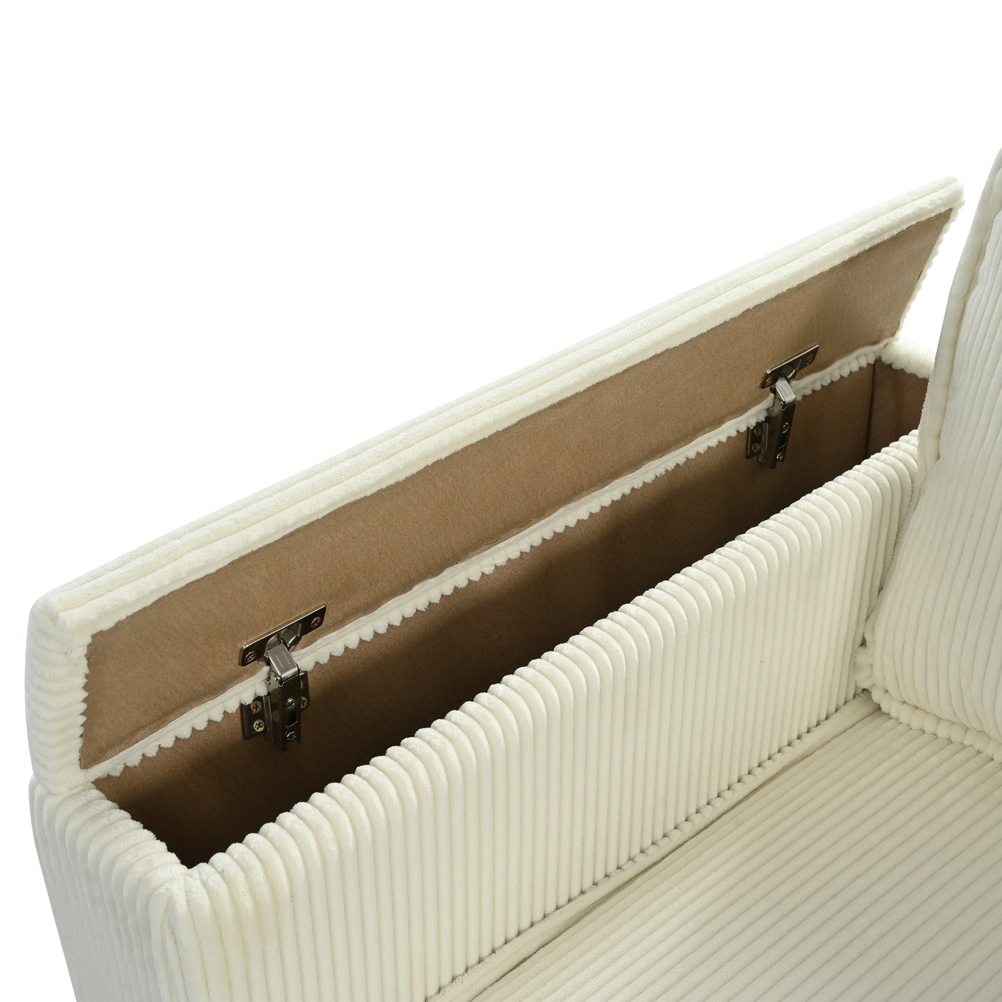 Large Beige Iron L-Shaped Sofa 4 Seat