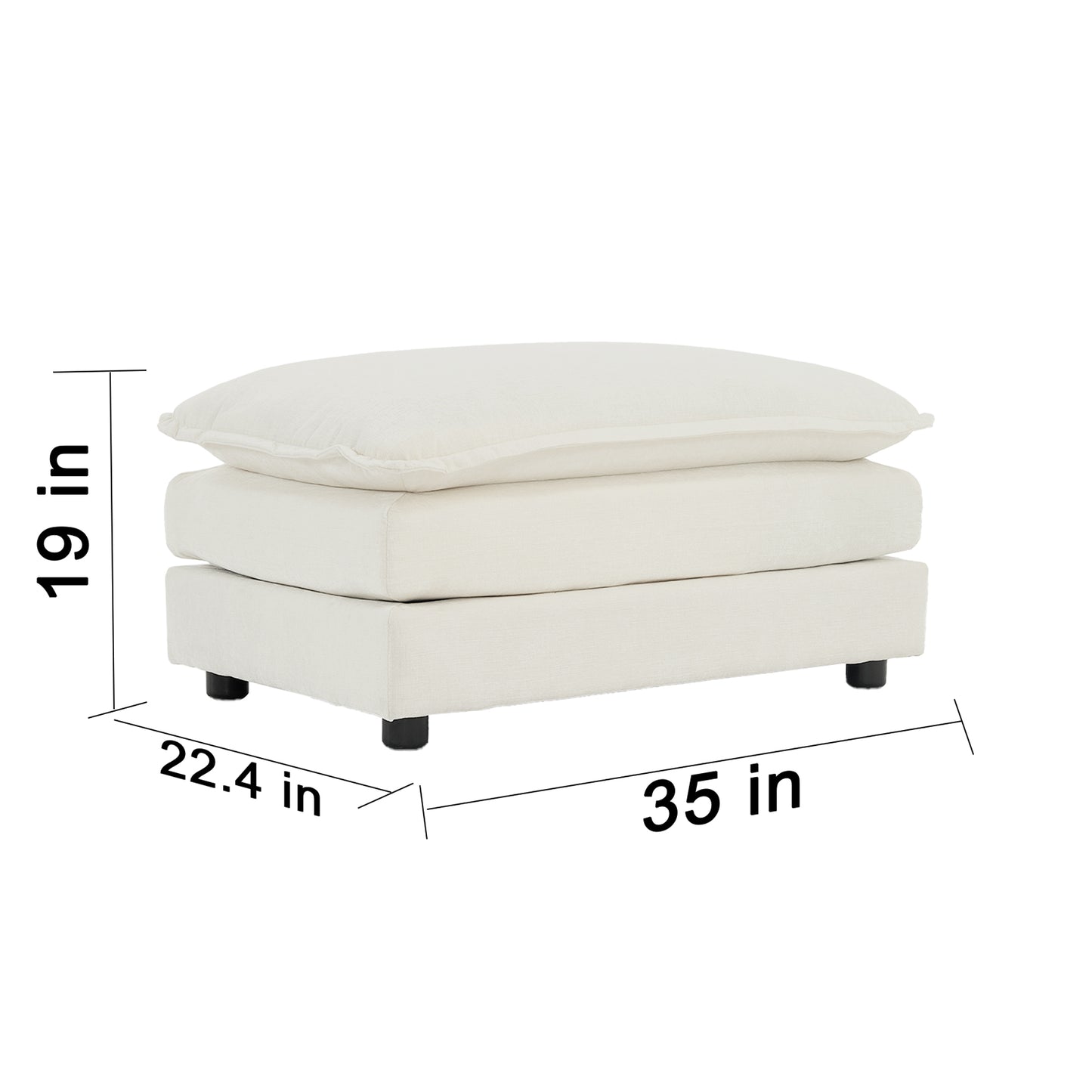 White Chenille Ottoman - Footrest for Sofas & Armchairs